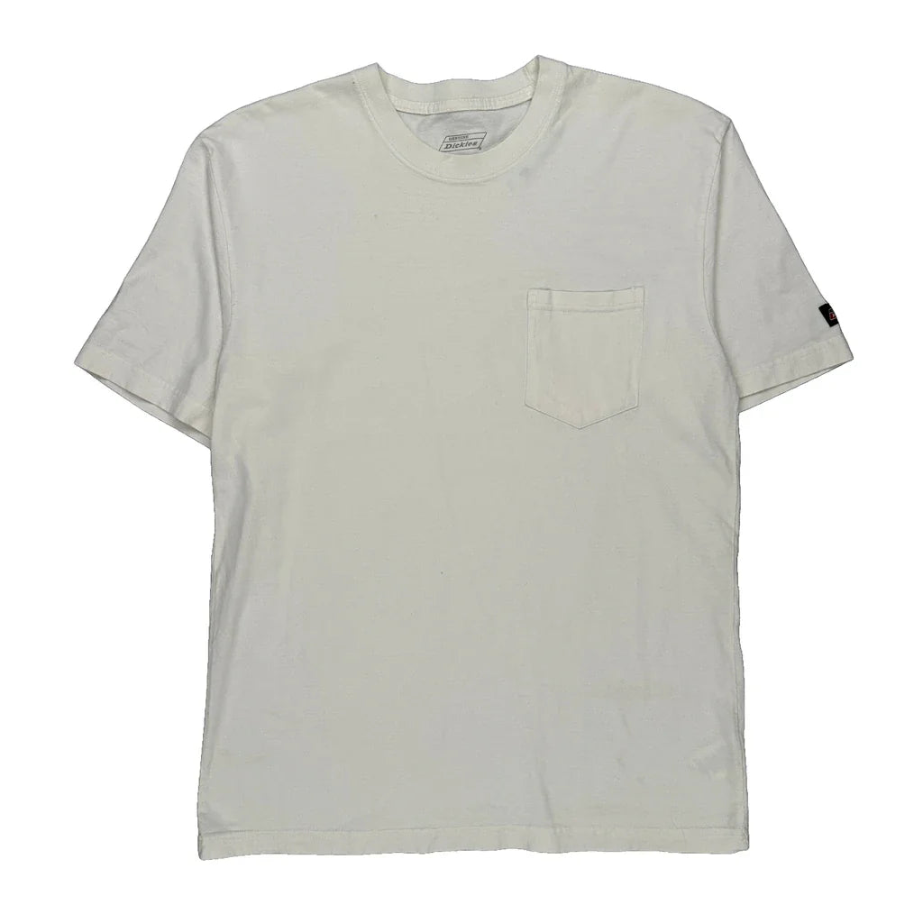 Dickies T-Shirt - Large White Cotton Refurbished - Thrifted (note: this is a term often used to describe second- refurbished available on Cerqular