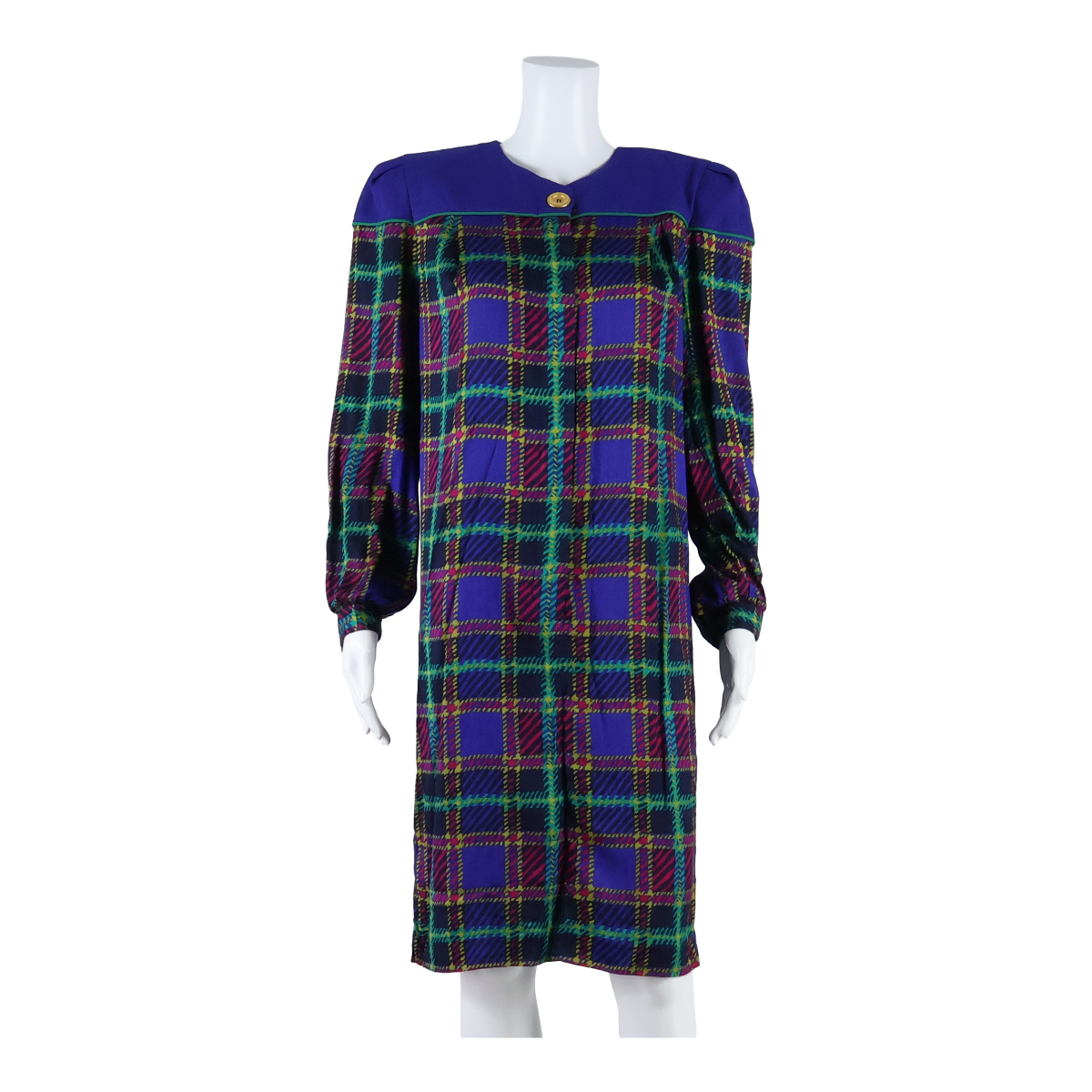 LESLIE FAY Womens Shift Dress Blue Check Long Sleeve Midi UK 10 Refurbished - N/A refurbished available on Cerqular