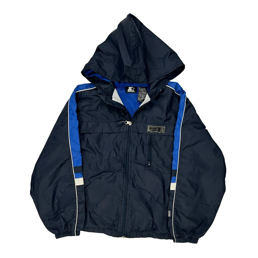 Age 10-12 Starter Windbreaker - Medium Blue Nylon Refurbished - Thrifted (note: this is a term often used to describe second- refurbished available on Cerqular