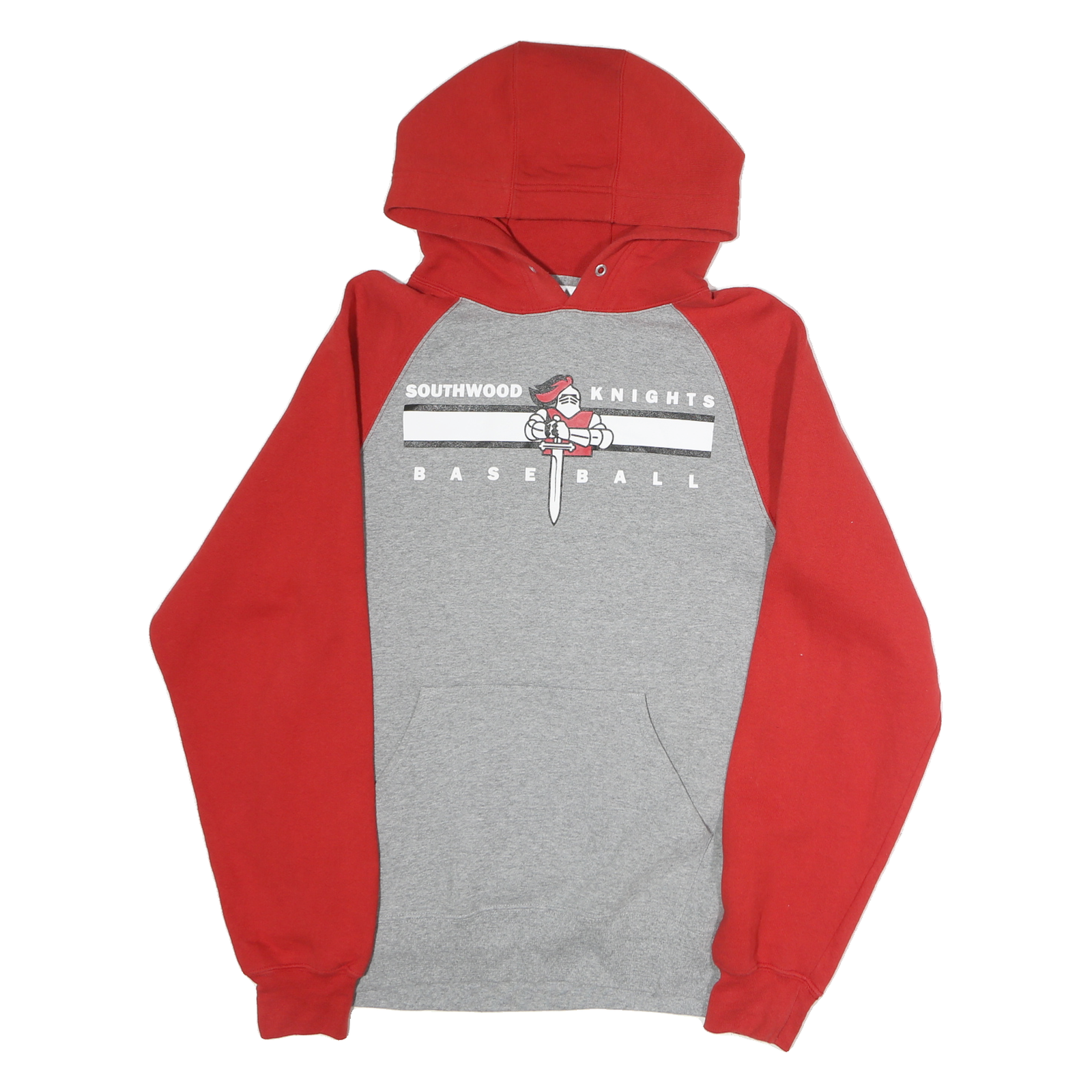 RUSSELL ATHLETIC Mens Red & Grey Southwood Knights Baseball Hoodie L Cotton Refurbished - N/A refurbished available on Cerqular