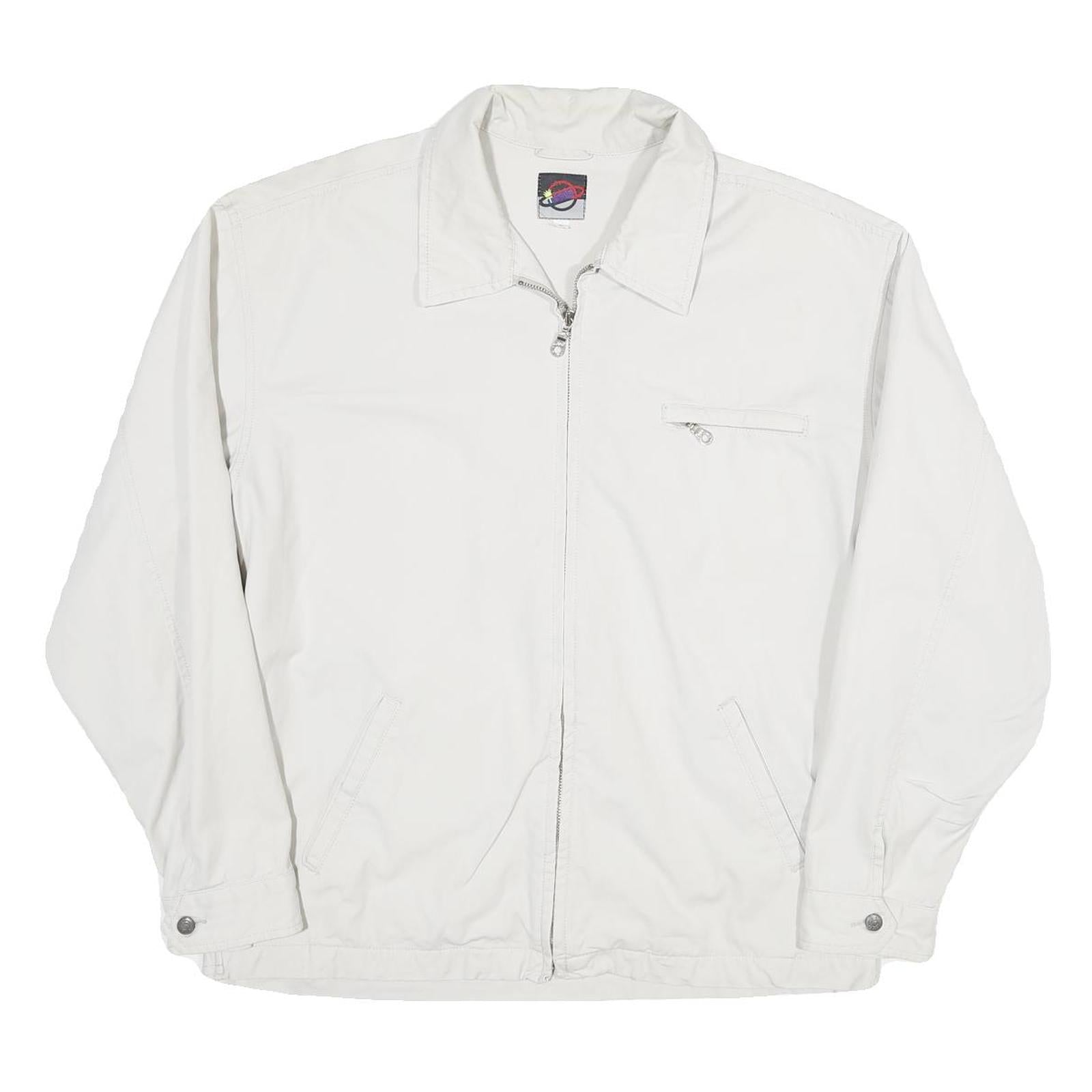 TEDDYS Mens White Cotton Blend Zip Jacket L Plain Casual Lightweight Outerwear Refurbished - N/A refurbished available on Cerqular
