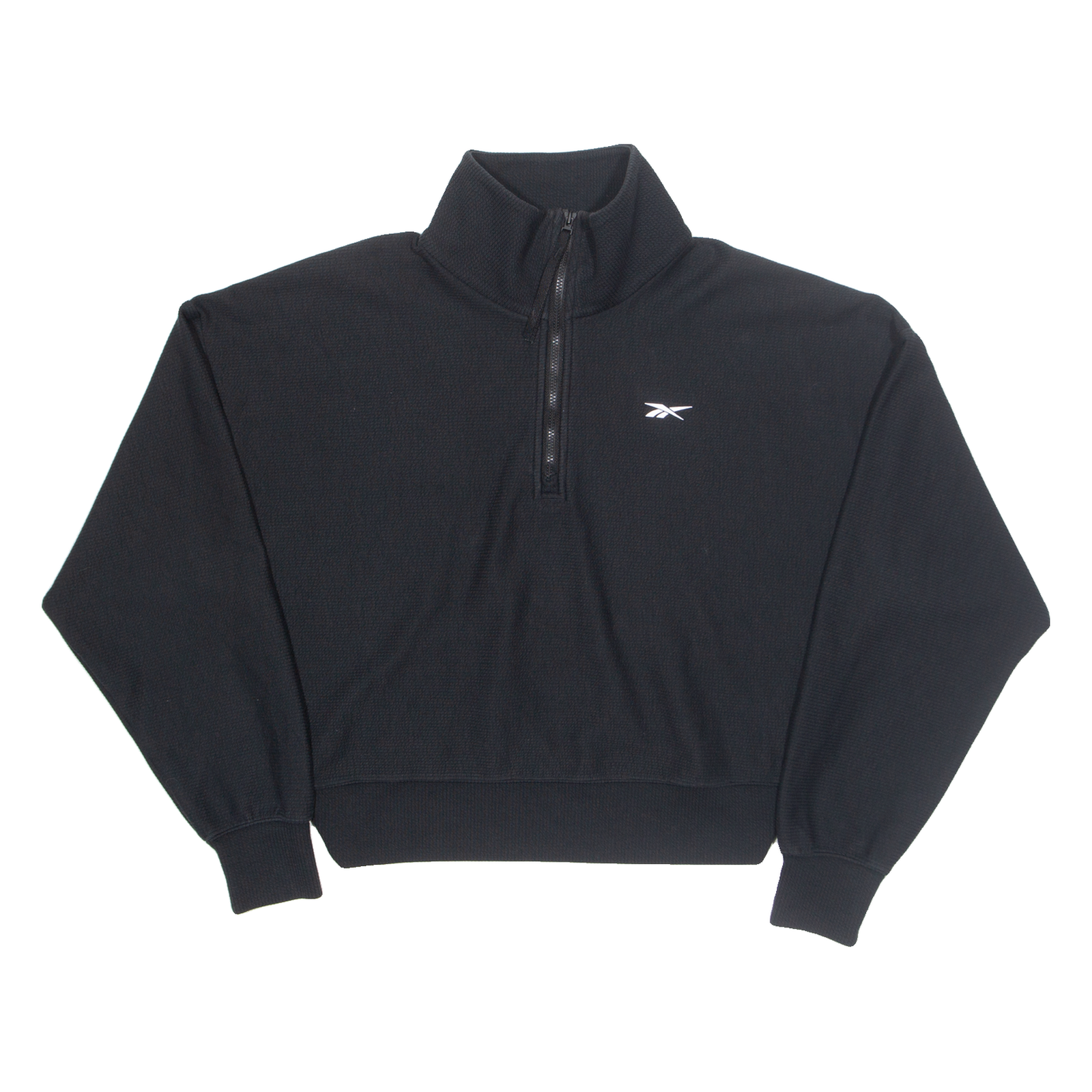 REEBOK Cropped Womens Sweatshirt Black 1/4 Zip XS Refurbished - N/A refurbished available on Cerqular