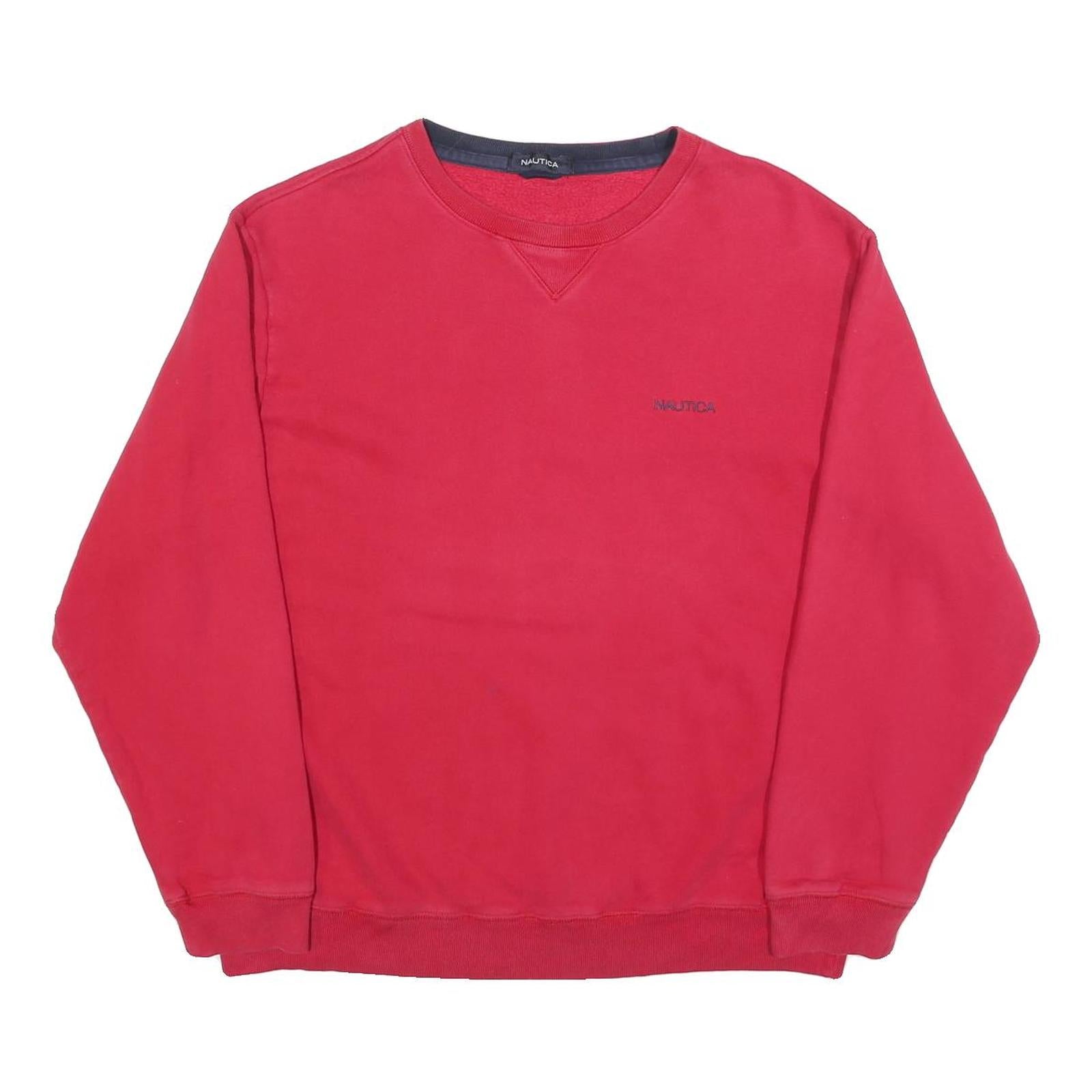 NAUTICA Mens Red Crew Neck L Sweatshirt Cotton Blend Pullover Casual Refurbished - N/A refurbished available on Cerqular