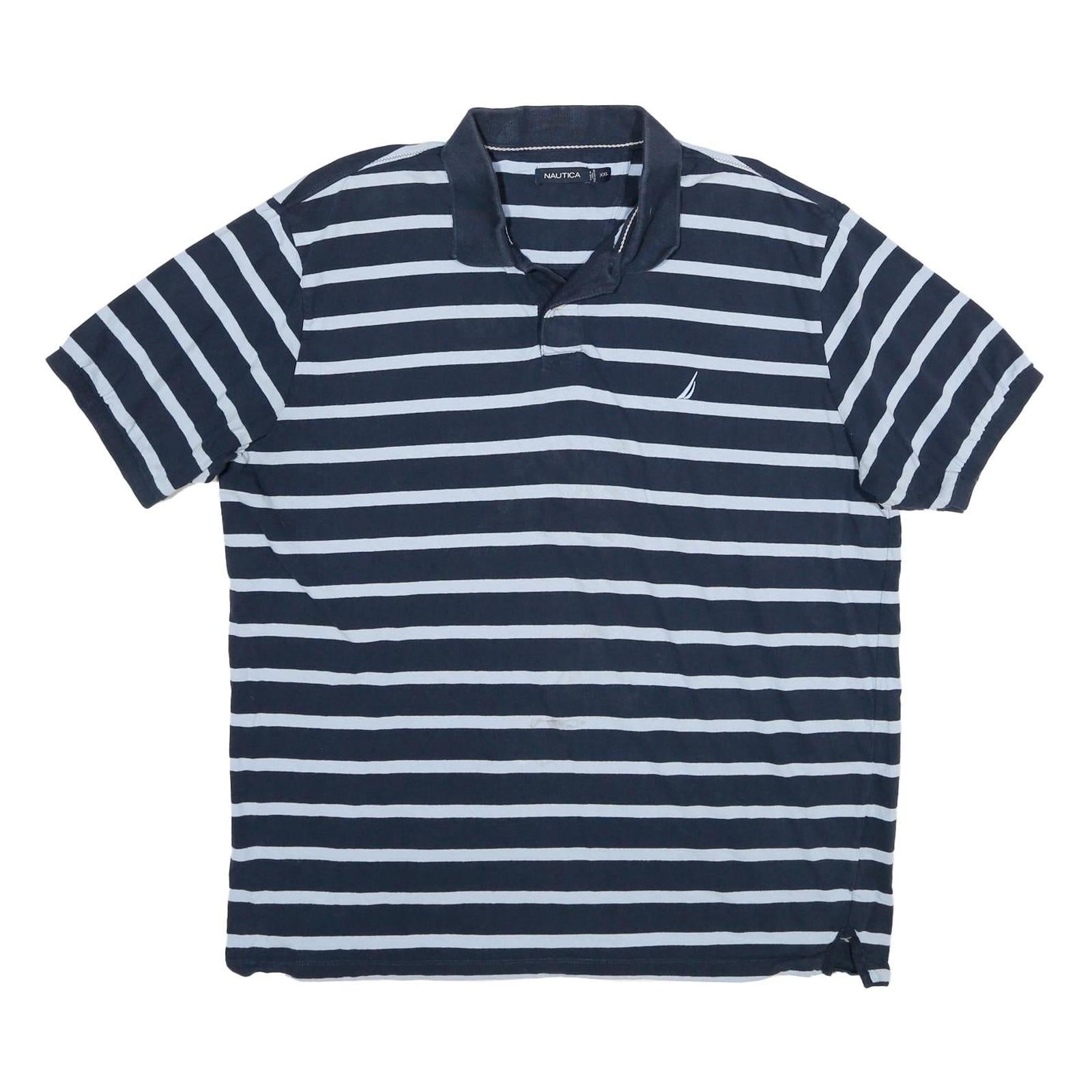 NAUTICA Mens Blue & White Striped Short Sleeve Polo Shirt 2XL Classic Cotton Refurbished - N/A refurbished available on Cerqular