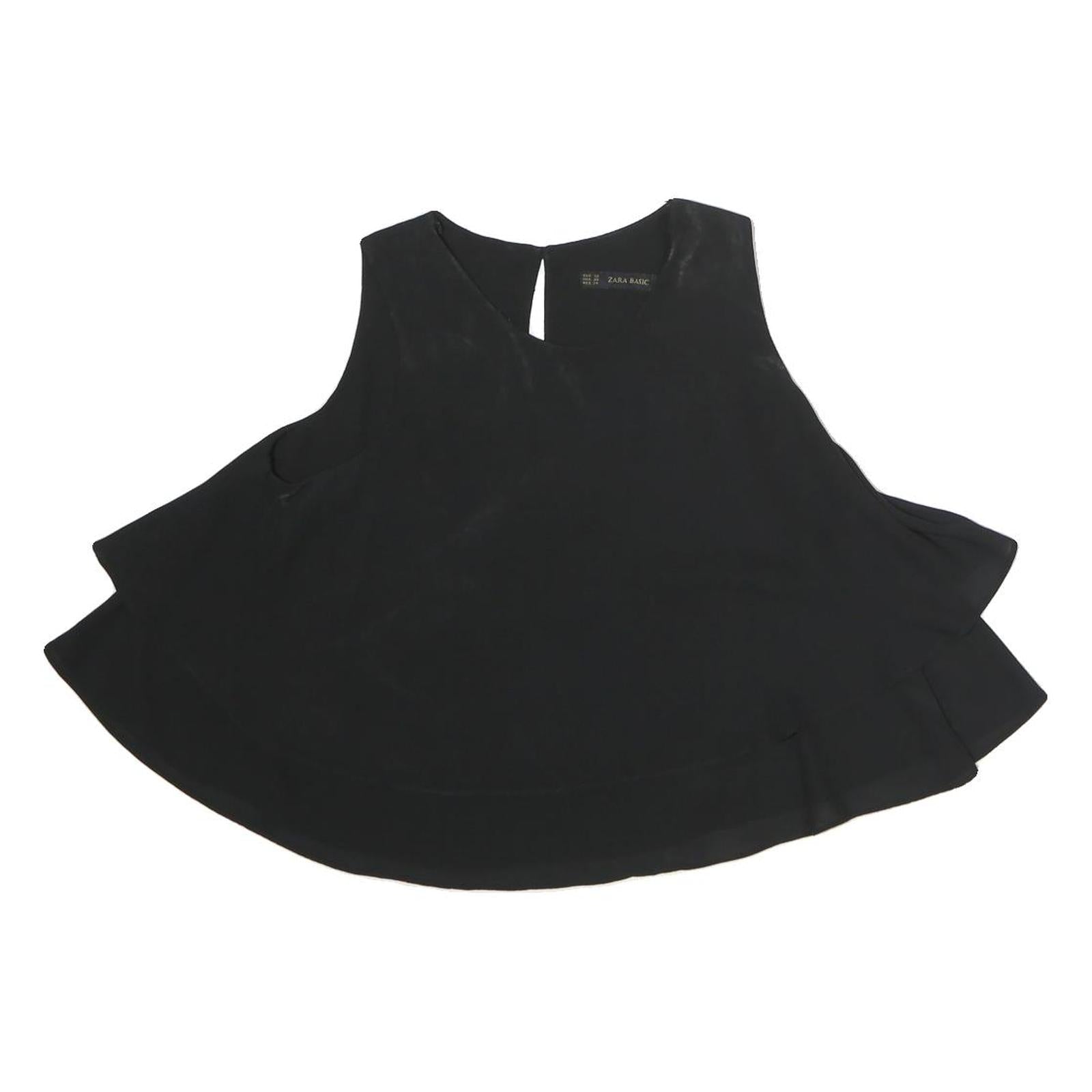 ZARA Womens Black Flared Sleeveless Round Neck Top XS Elegant Casual Refurbished - N/A refurbished available on Cerqular