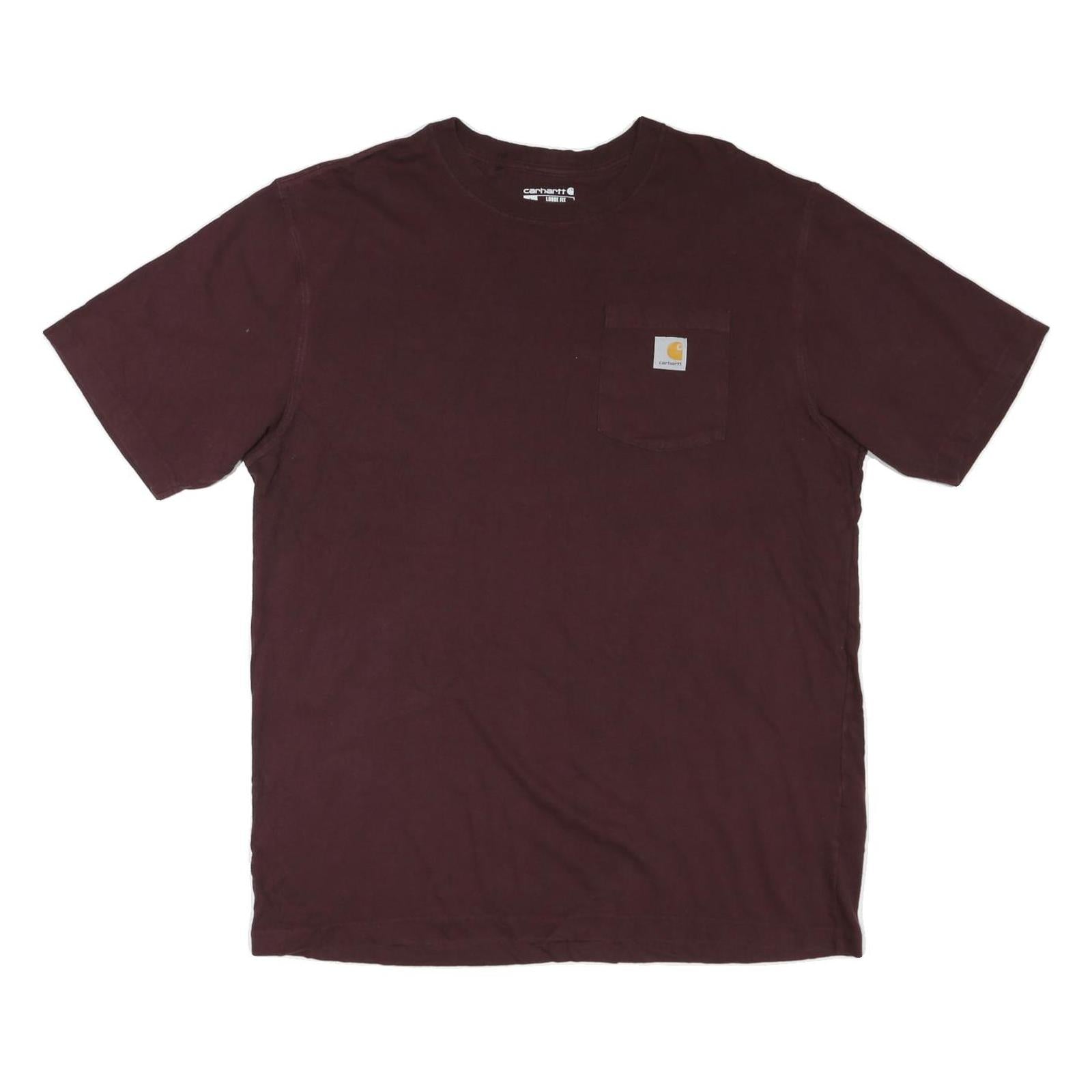 CARHARTT Mens Maroon Pocket T-Shirt L Short Sleeve Crew Neck Cotton Blend Refurbished - N/A refurbished available on Cerqular