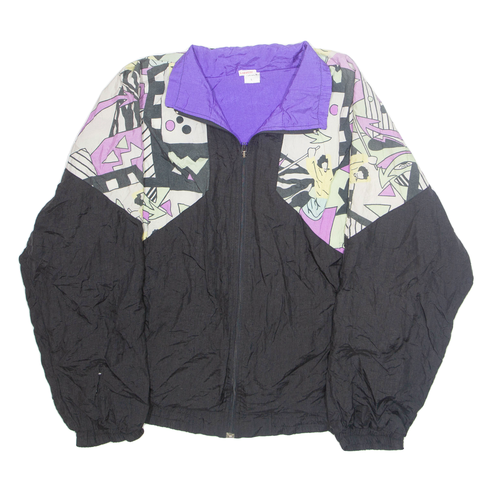 LUPATINI Mens Shell Jacket Black Crazy Pattern L Refurbished - N/A refurbished available on Cerqular