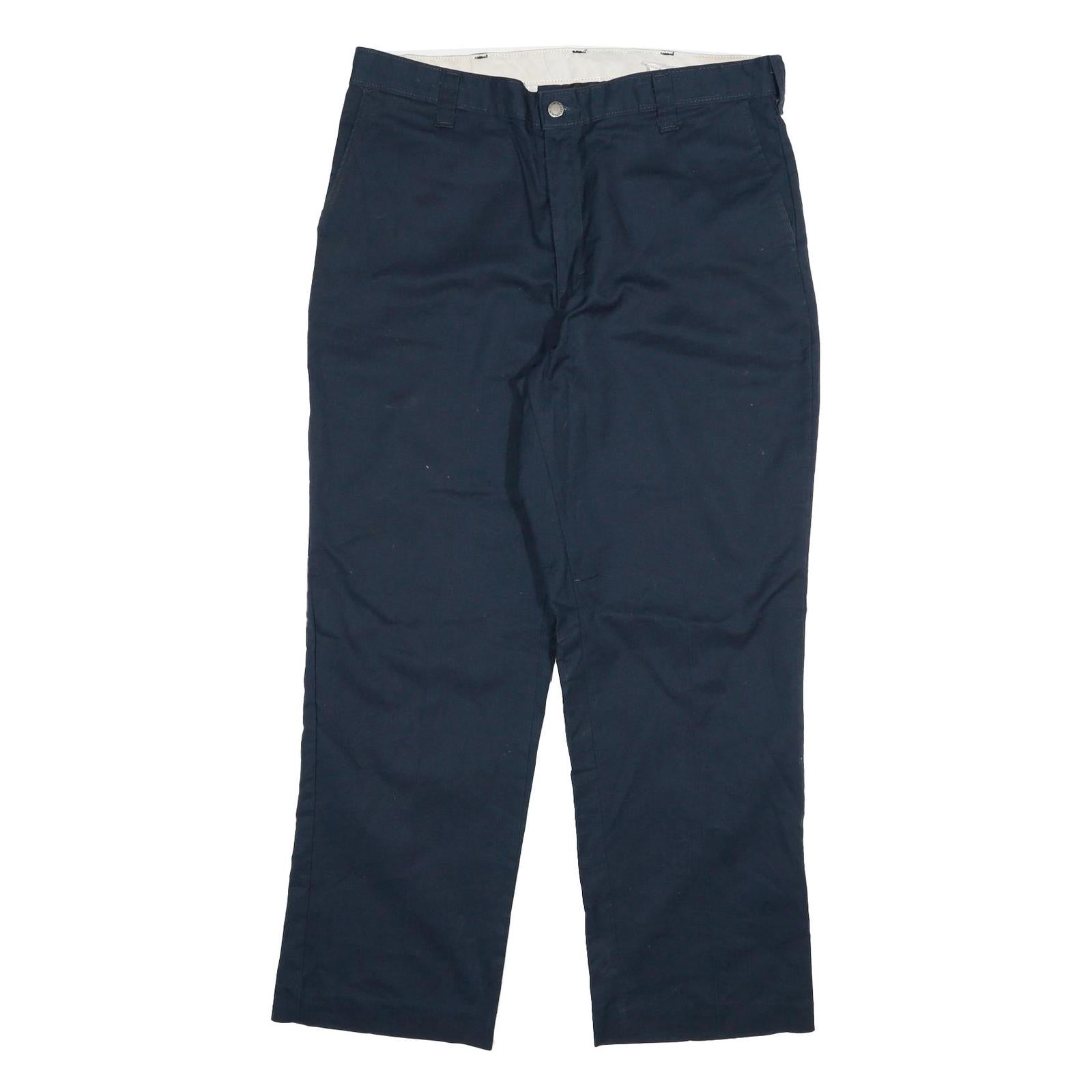 DICKIES Mens Cotton Blend Navy Blue Regular Fit Straight Leg Trousers W34 L29 Refurbished - N/A refurbished available on Cerqular