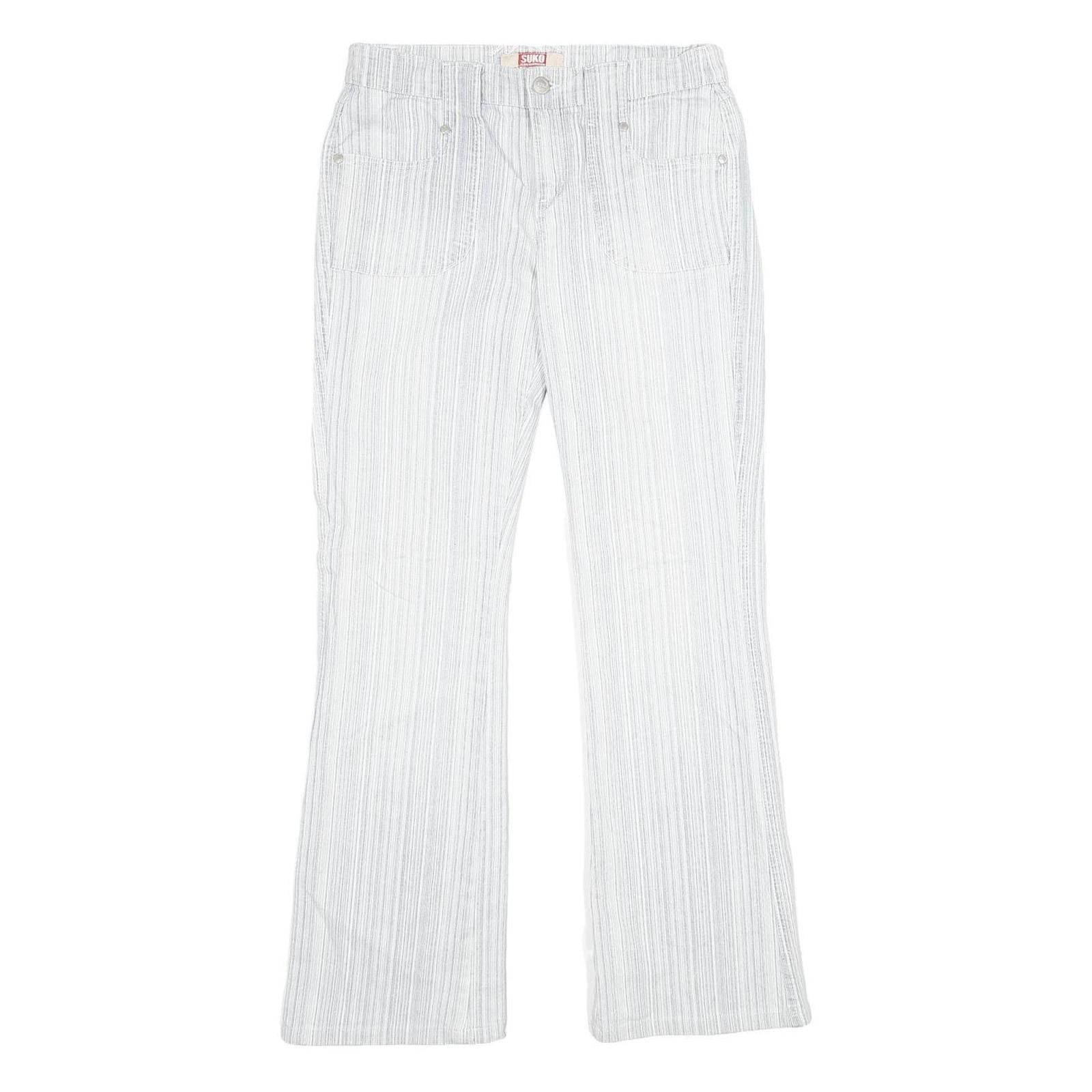 SUKO Womens Jeans White Regular Flared Denim W28 L30 Striped Cotton Blend Zip Refurbished - N/A refurbished available on Cerqular