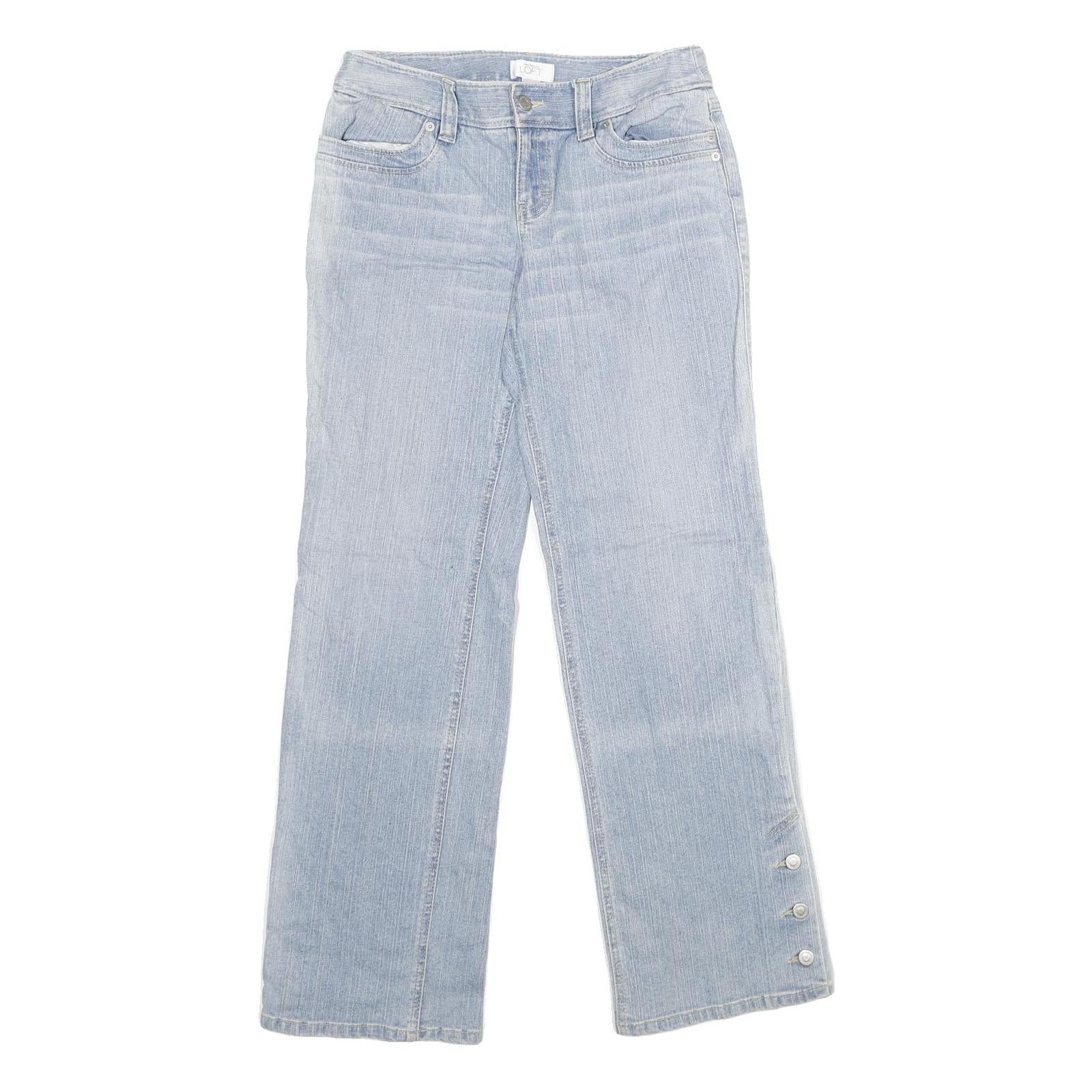 ANN TAYLOR Womens Jeans Blue Regular Straight Denim Light W30 L30 Button Detail Refurbished - N/A refurbished available on Cerqular