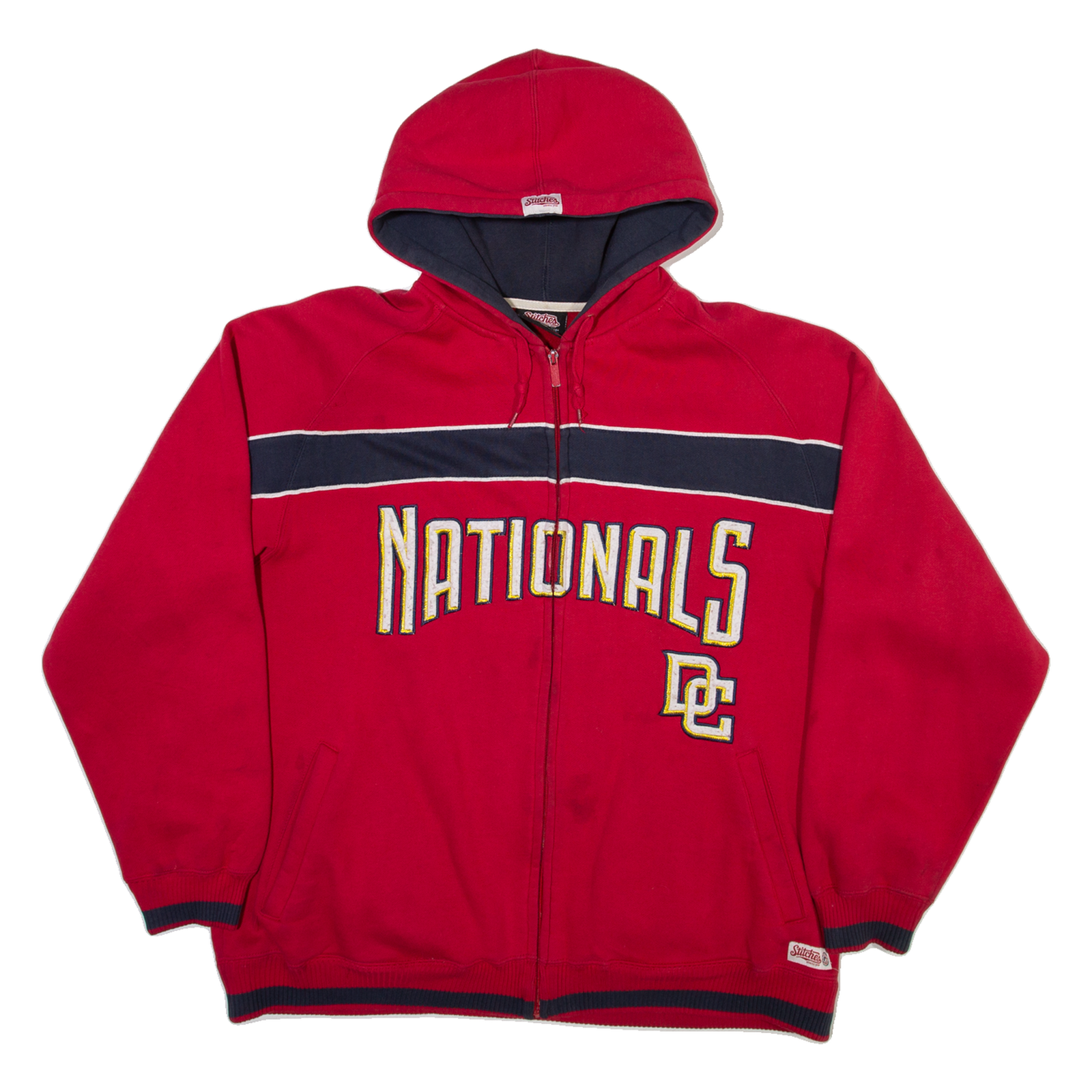 STITCHES Nationals Mens Red Hoodie Full Zip USA L Refurbished - N/A refurbished available on Cerqular