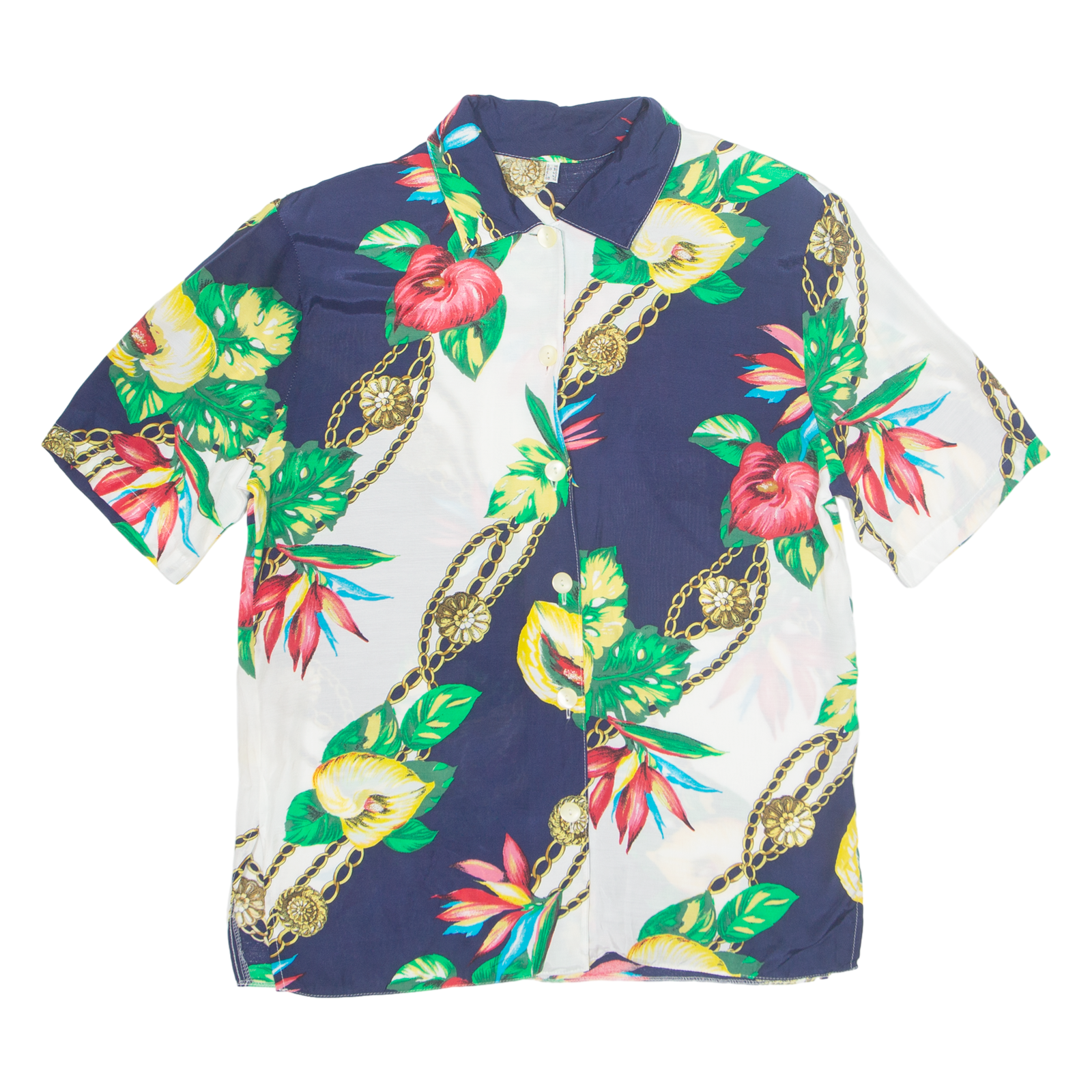 Womens Printed Shirt Blue Collared Viscose Floral UK 10 Refurbished - N/A refurbished available on Cerqular