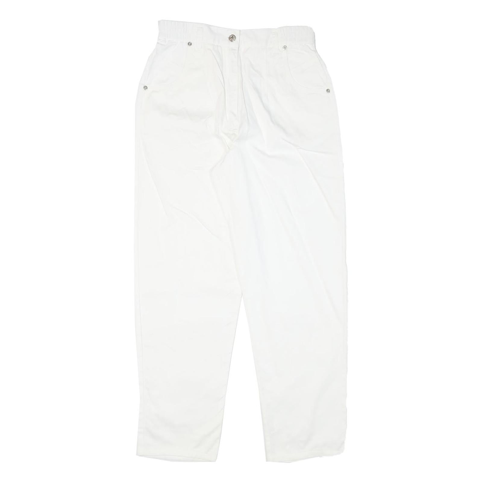 REPRISE Womens White Relaxed Tapered Trousers Cotton Blend W27 L27 Stylish Refurbished - N/A refurbished available on Cerqular