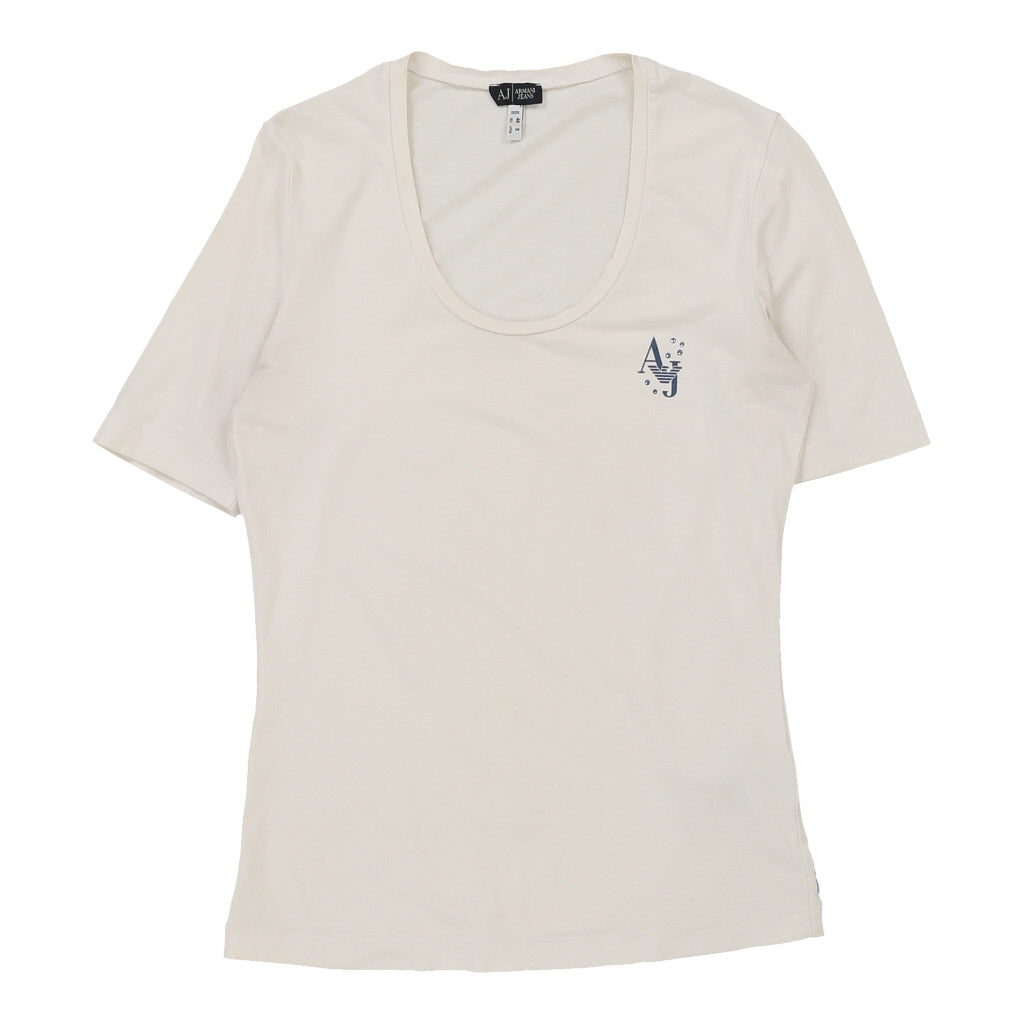Buy Armani Jeans T-Shirt - Medium White Cotton Blend | Size: medium Refurbished - $24.01 Armani Jeans T-Shirt - Medium White Cotton Blend | Size: medium Refurbished - N/A (Preloved Designer is not a specific brand, it refurbished available on Cerqular