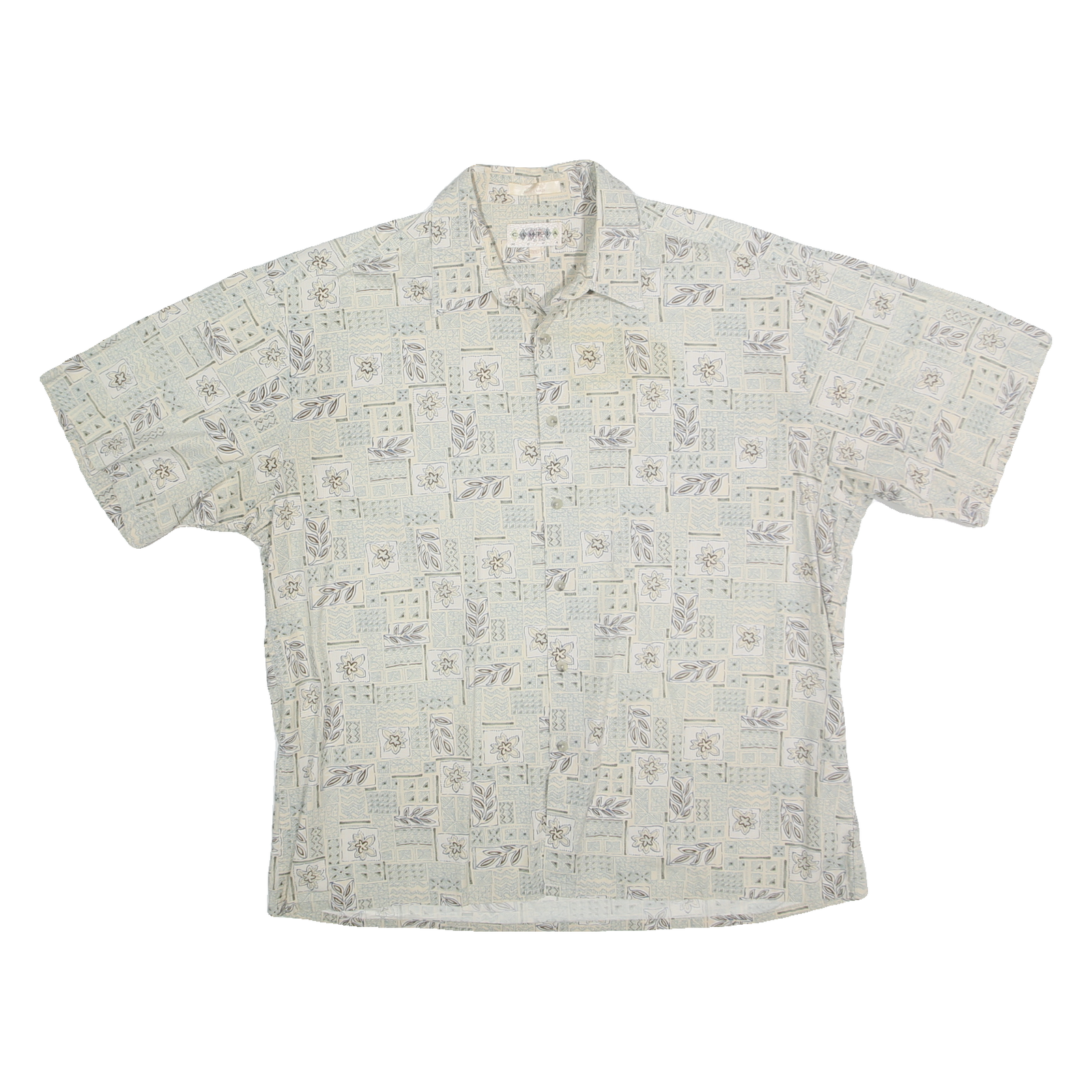 CAMPIA MODA Mens White & Grey Floral Pattern Shirt XL Cotton Casual Summer Refurbished - N/A refurbished available on Cerqular
