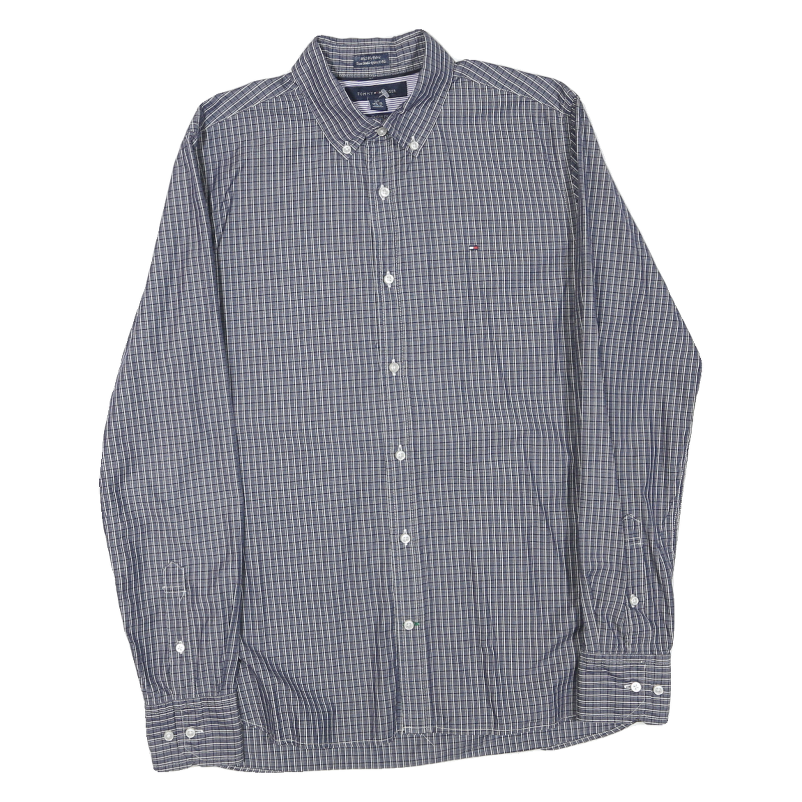 TOMMY HILFIGER Mens Blue Check Shirt S Button Down Collar Long Sleeve Cotton Refurbished - N/A refurbished available on Cerqular