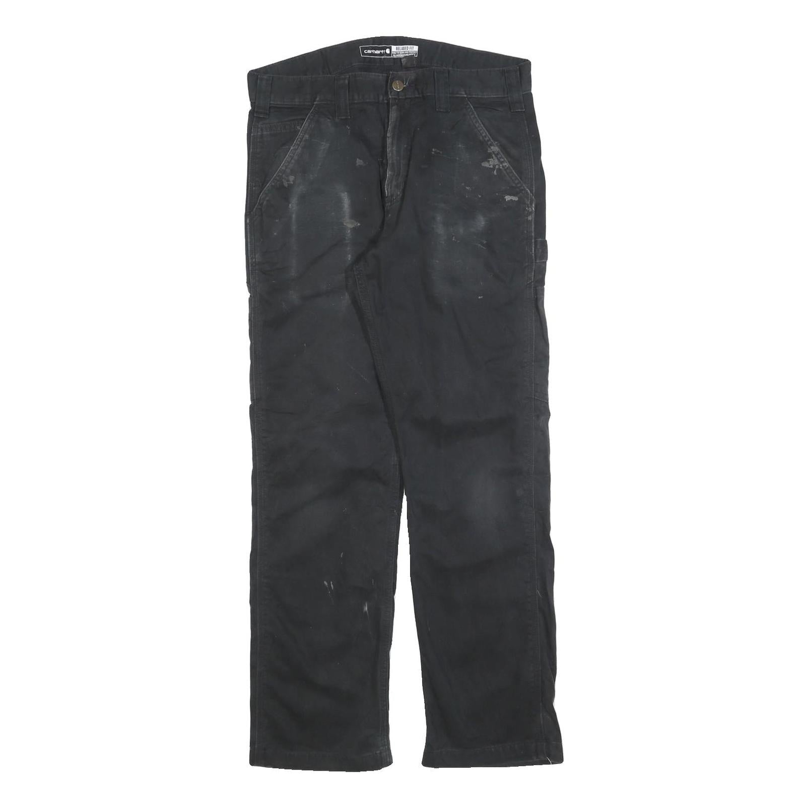 CARHARTT Mens Black Cotton Blend Relaxed Fit Straight Leg Trousers W32 L30 Refurbished - N/A refurbished available on Cerqular