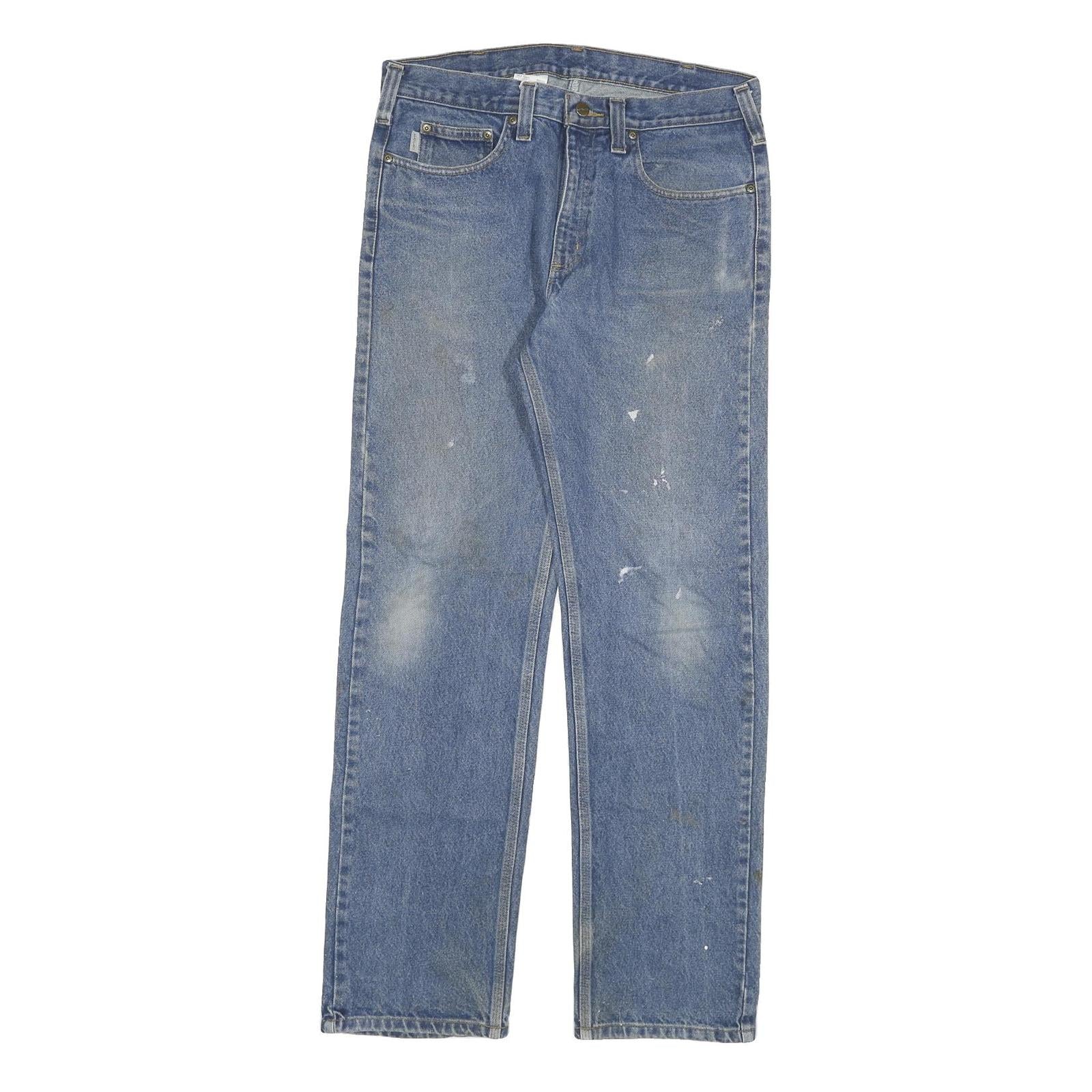 CARHARTT Mens Relaxed Blue Denim Jeans W34 L34 Zip Cotton Blend Casual Workwear Refurbished - N/A refurbished available on Cerqular