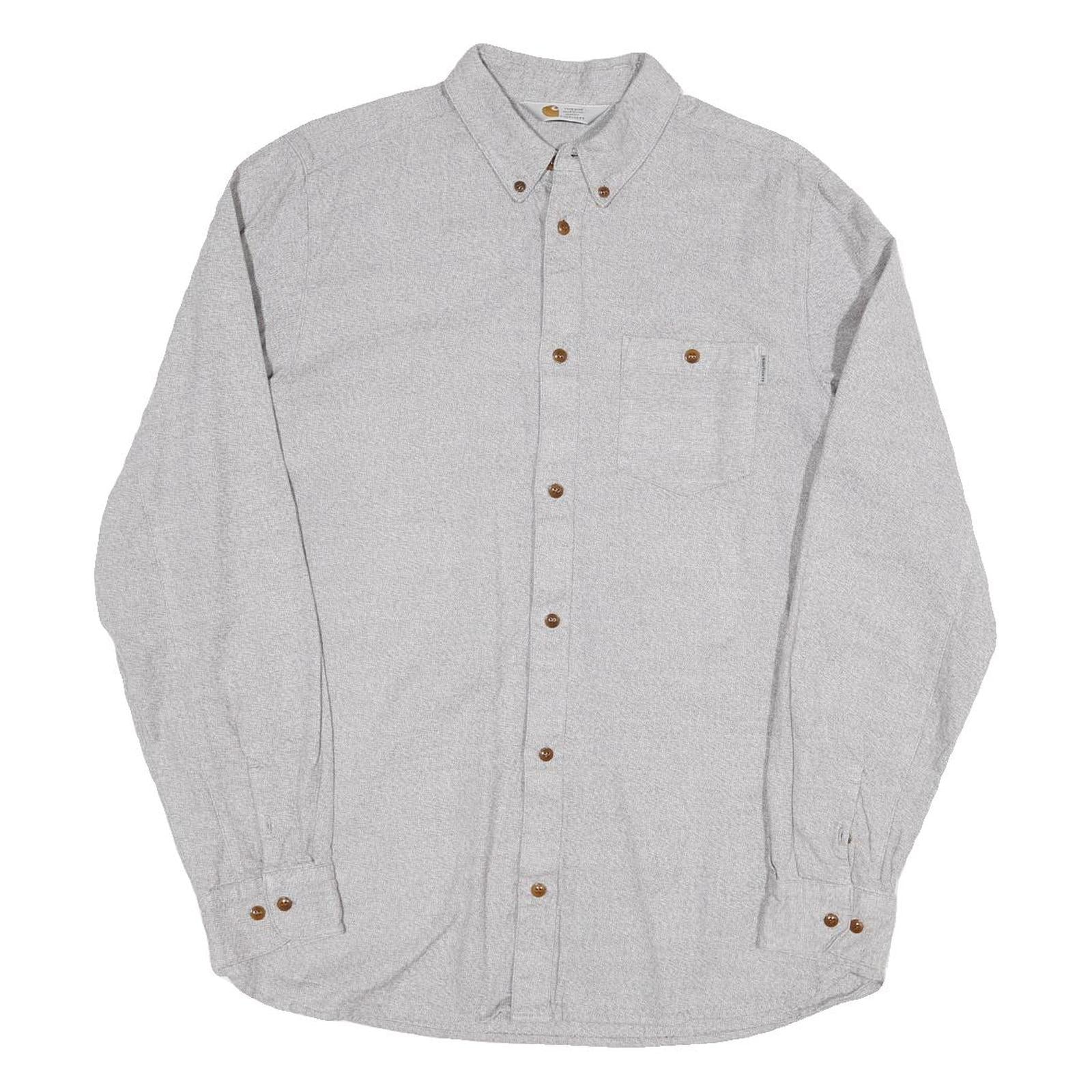 CARHARTT Mens Grey Button-Down Cotton Blend Shirt L Casual Workwear Durable Refurbished - N/A refurbished available on Cerqular