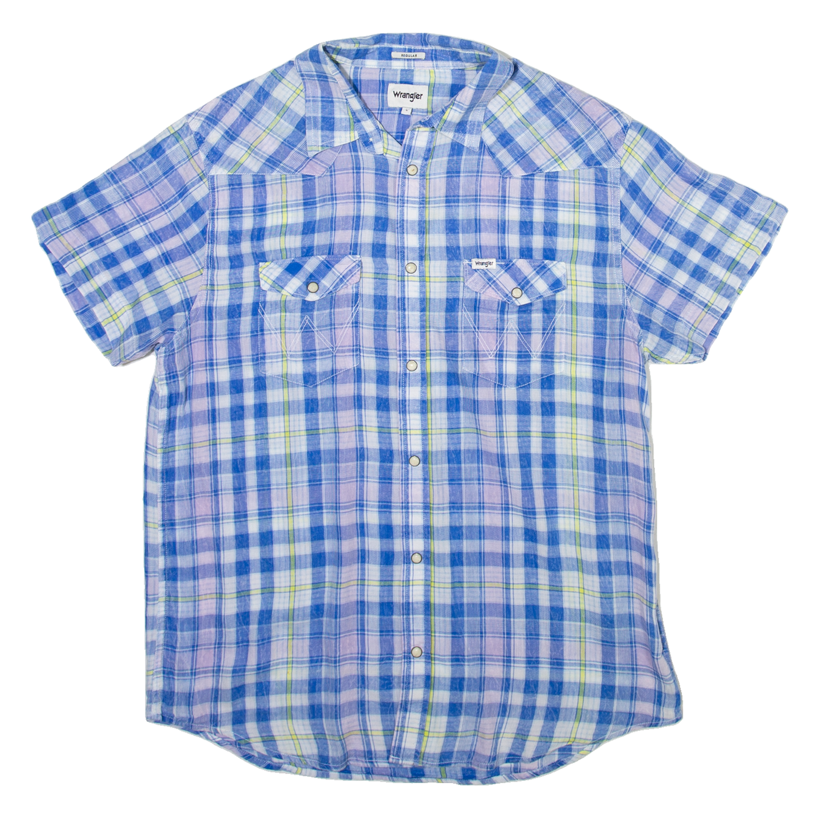 WRANGLER Mens Shirt Blue Check L Refurbished - N/A refurbished available on Cerqular