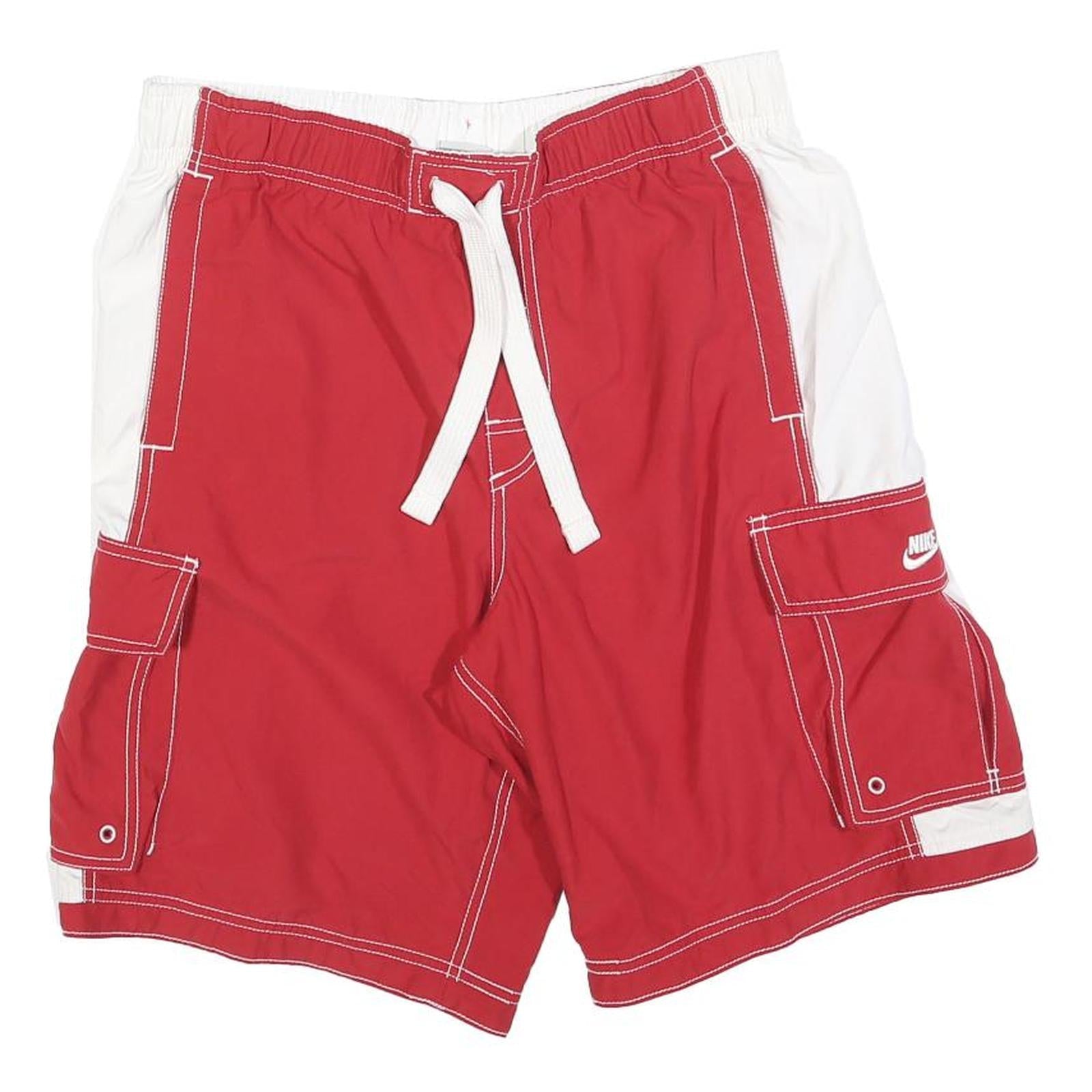 NIKE Mens Red & White Cargo Shorts M W30 Polyester Athletic Casual Refurbished - N/A refurbished available on Cerqular