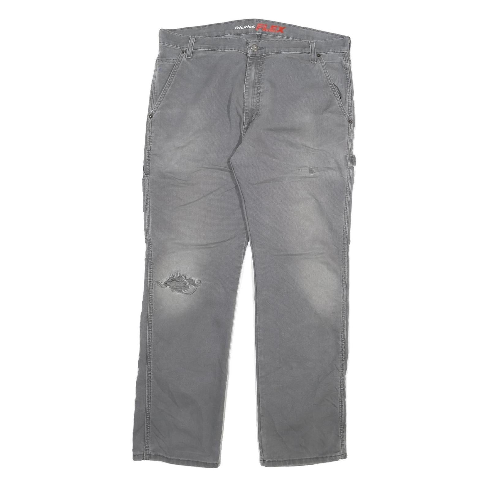 DICKIES Mens Cotton Blend Grey Regular Fit Straight Leg Trousers W36 L32 Refurbished - N/A refurbished available on Cerqular