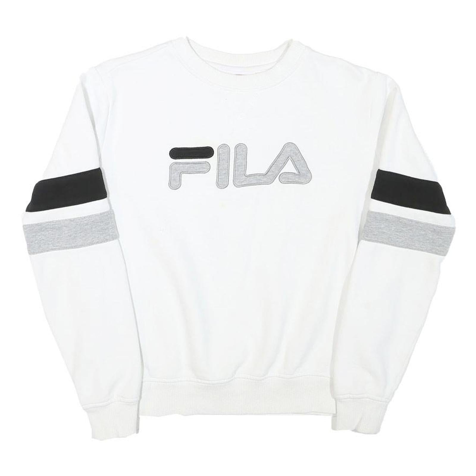 FILA Mens White & Black Sweatshirt Crew Neck XS Cotton Blend Casual Pullover Refurbished - N/A refurbished available on Cerqular