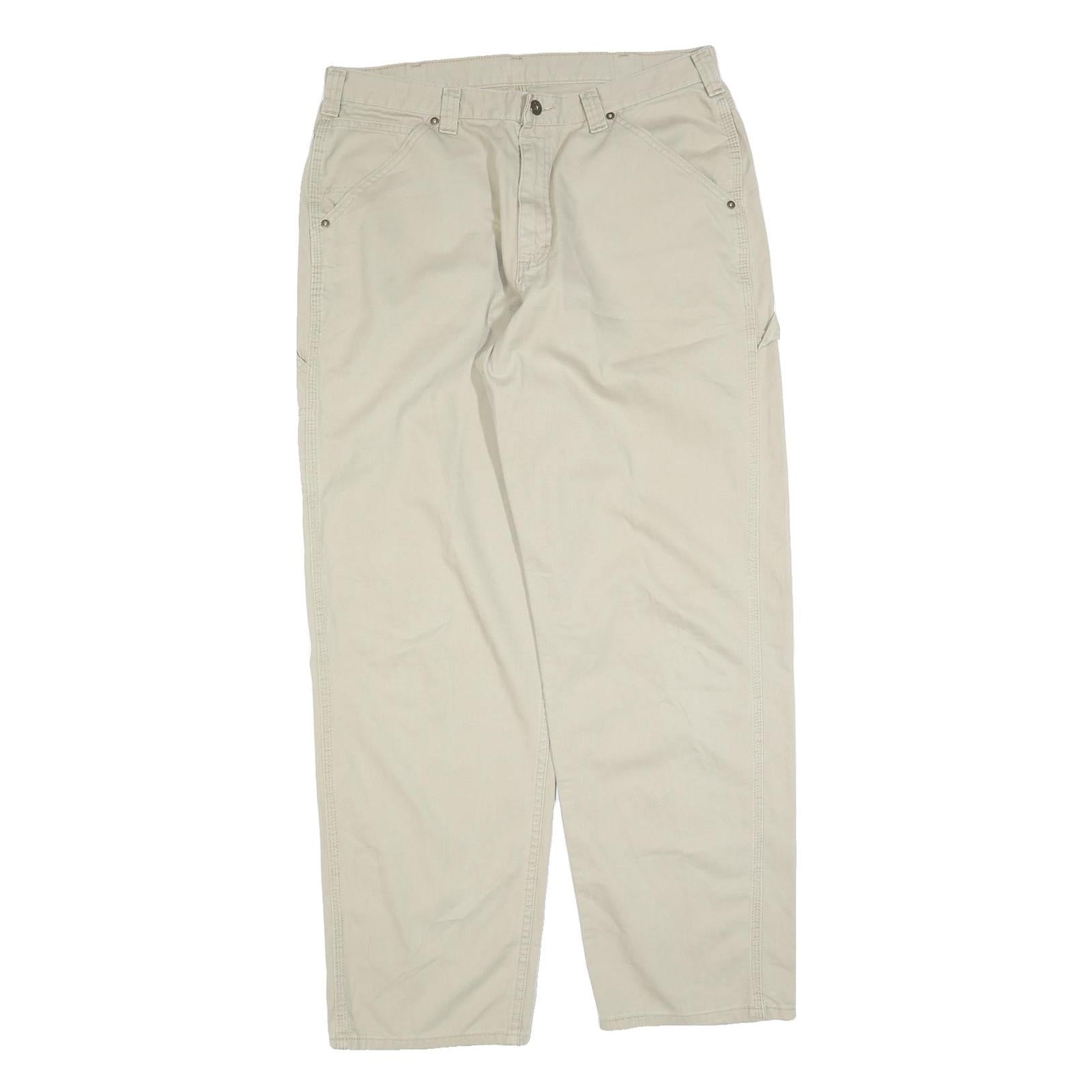 LEE Mens Regular Beige Cotton Blend Trousers W36 L31 Casual Zip Closure Refurbished - N/A refurbished available on Cerqular