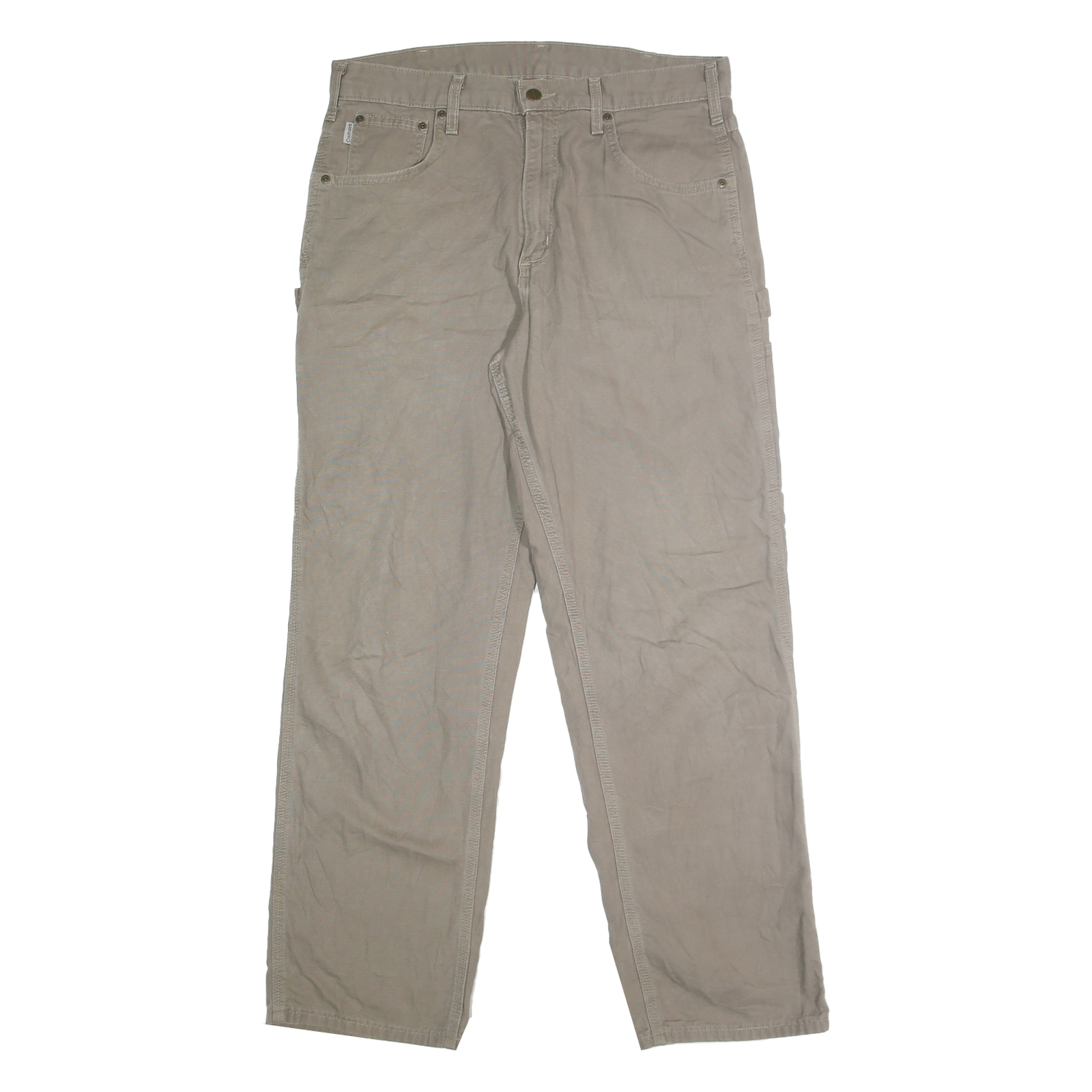 CARHARTT Mens Cotton Beige Loose Straight Trousers W34 L32 Workwear Casual Refurbished - N/A refurbished available on Cerqular