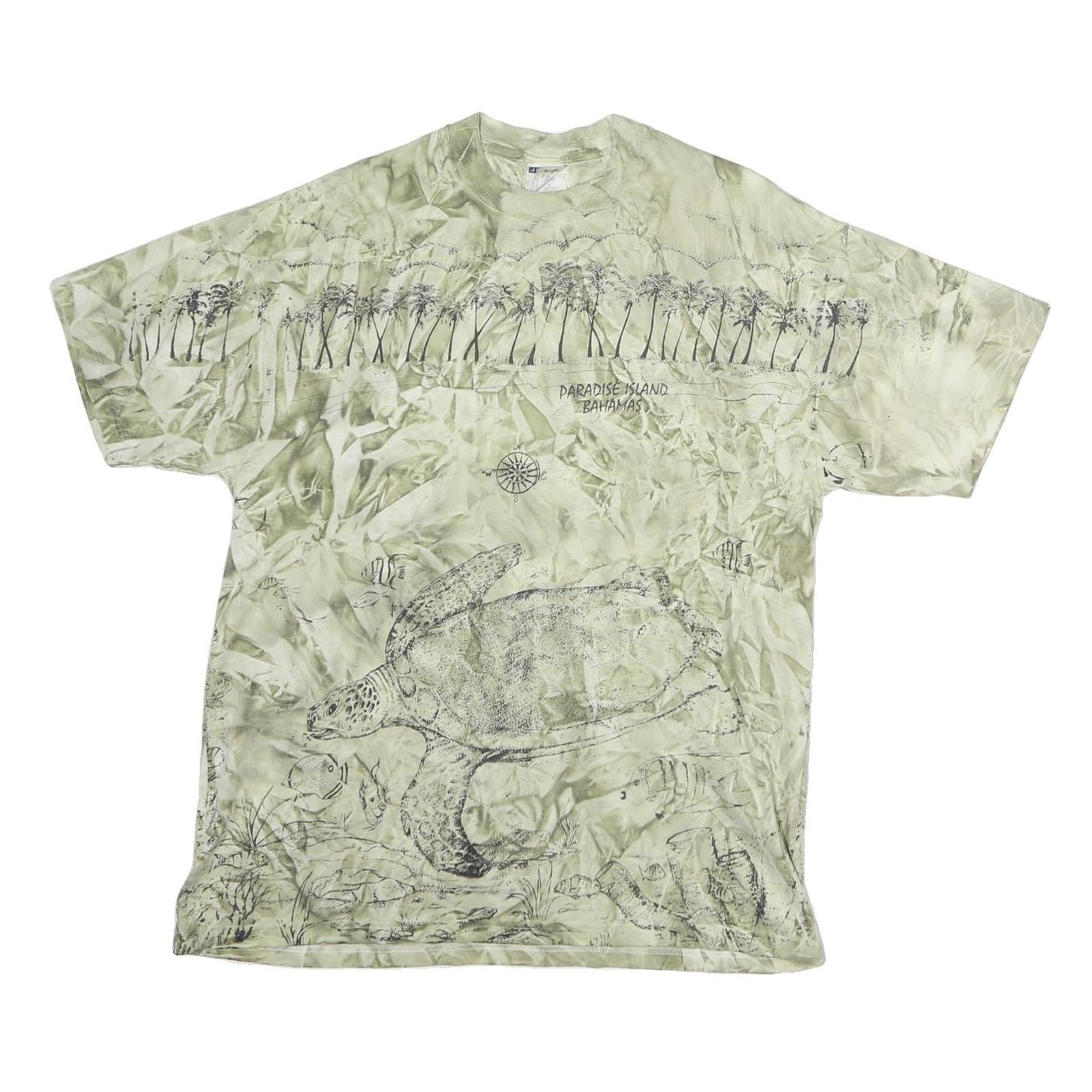 JERZEES Mens Beige Paradise Island Bahamas Graphic T-Shirt L Short Sleeve Crew Refurbished - N/A refurbished available on Cerqular