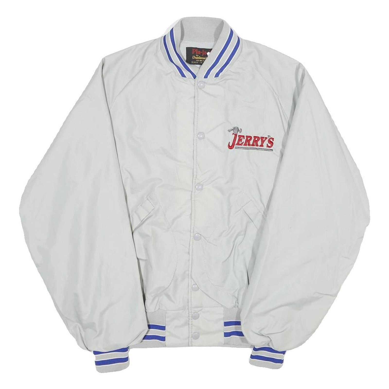 DUNBROOKE Mens White Nylon Button Jacket M Plain Lightweight Retro Track Style Refurbished - N/A refurbished available on Cerqular