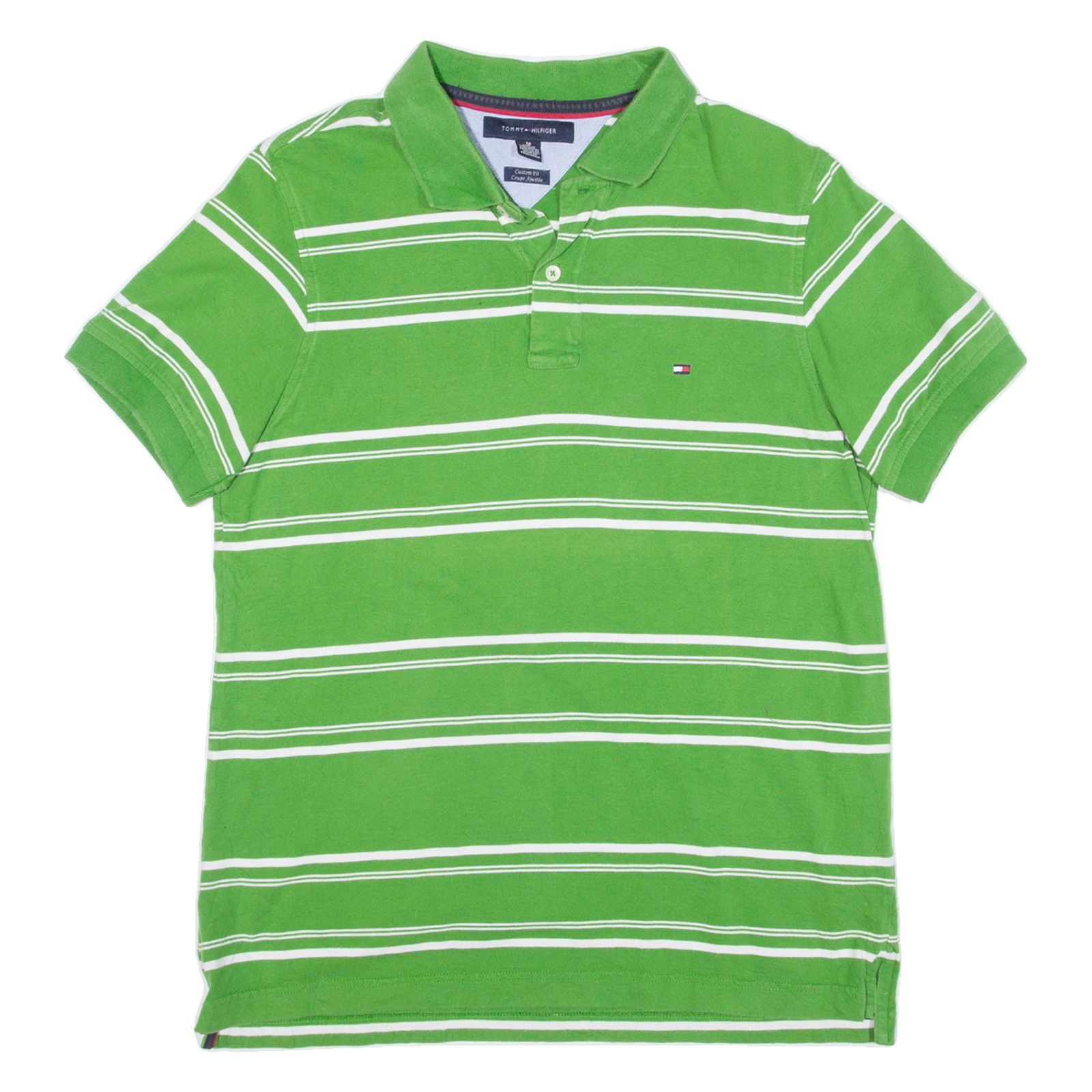 TOMMY HILFIGER Mens Polo Shirt Green Striped M Refurbished - N/A refurbished available on Cerqular