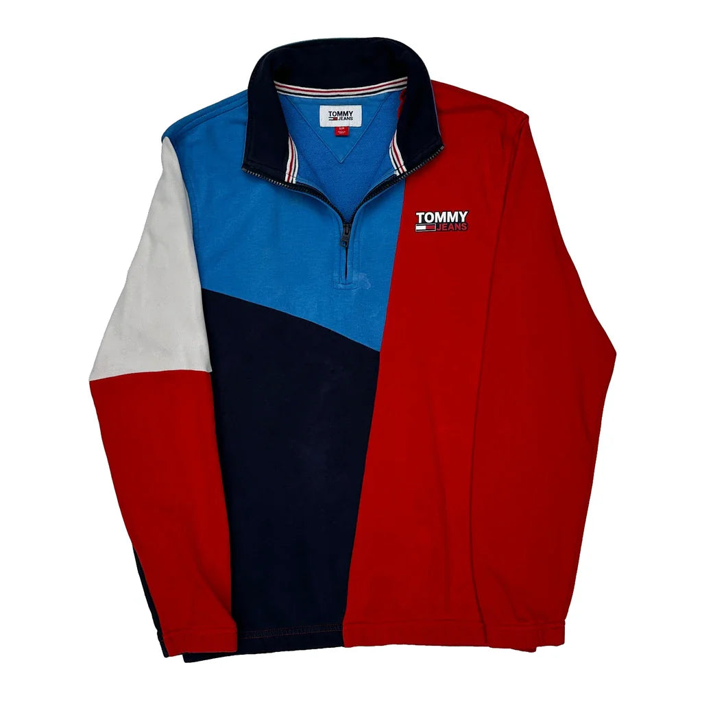 Tommy Jeans 1/4 Zip - Small Multicoloured Cotton Refurbished - Thrifted (note: this is a term often used to describe second- refurbished available on Cerqular