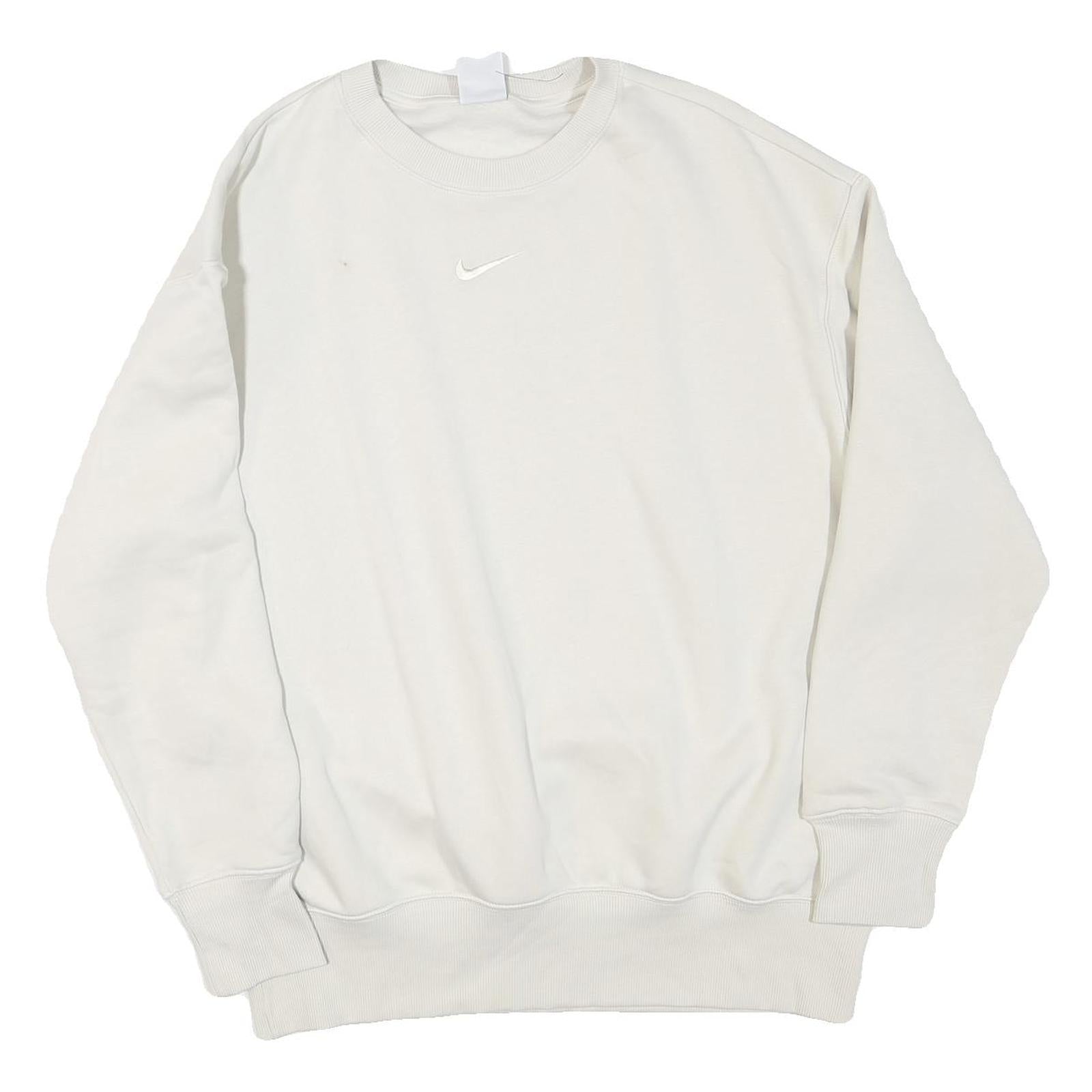NIKE Womens White XS Crew Neck Sweatshirt Cotton Blend Pullover Lightweight Refurbished - N/A refurbished available on Cerqular