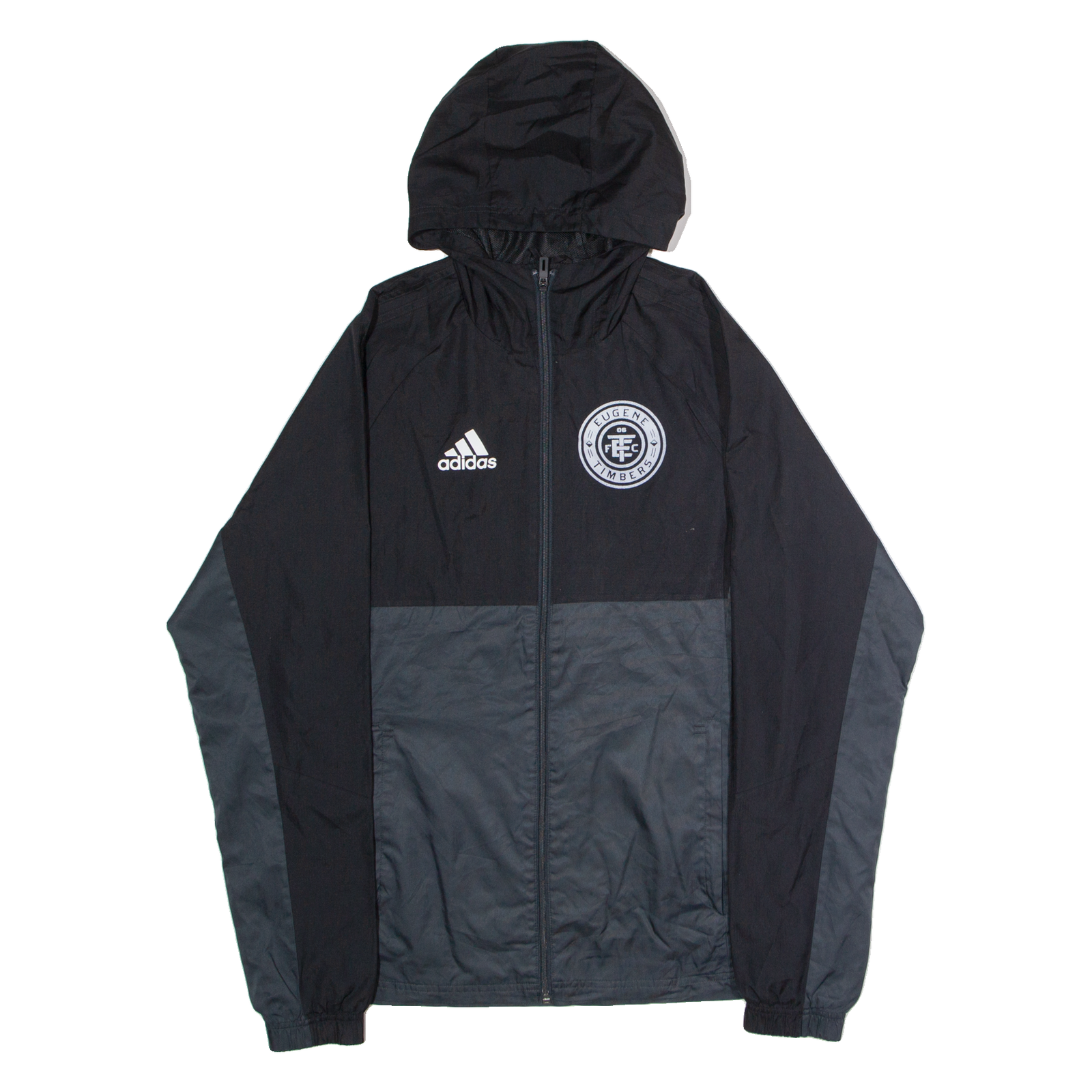 ADIDAS Eugene Timbers Mens Rain Jacket Black USA Hooded Colourblock S Refurbished - N/A refurbished available on Cerqular