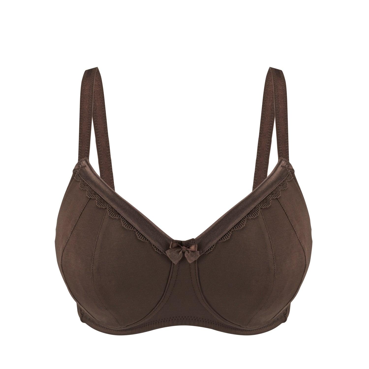 Buy Cocoa-Supportive Non-Wired Silk & Organic Cotton Full Cup Bra with removable paddings | Size: 40E | Color: Cocoa Refurbished - $100.80 Cocoa-Supportive Non-Wired Silk & Organic Cotton Full Cup Bra with removable paddings | Size: 40E | Color: Cocoa Refurbished - Julie May Lingerie refurbished available on Cerqular