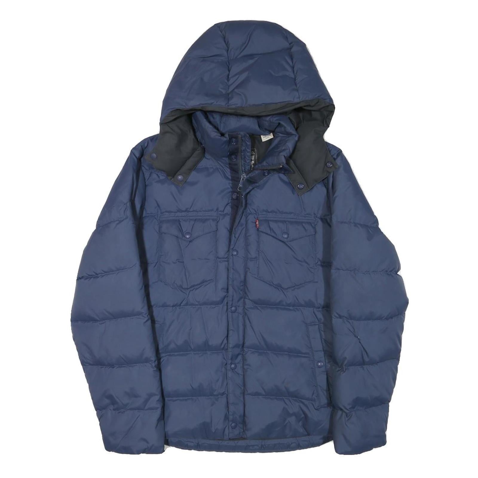 LEVI'S Mens Blue Bomber Jacket S Polyester Blend Plain Zip Hooded Casual Refurbished - N/A refurbished available on Cerqular