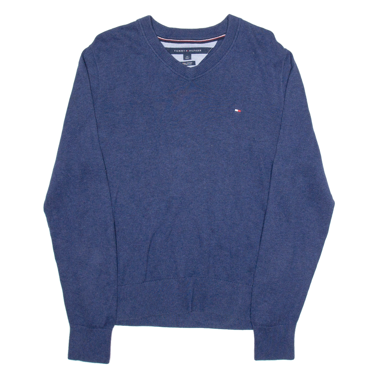 TOMMY HILFIGER Mens Jumper Blue V-Neck Tight Knit S Refurbished - N/A refurbished available on Cerqular
