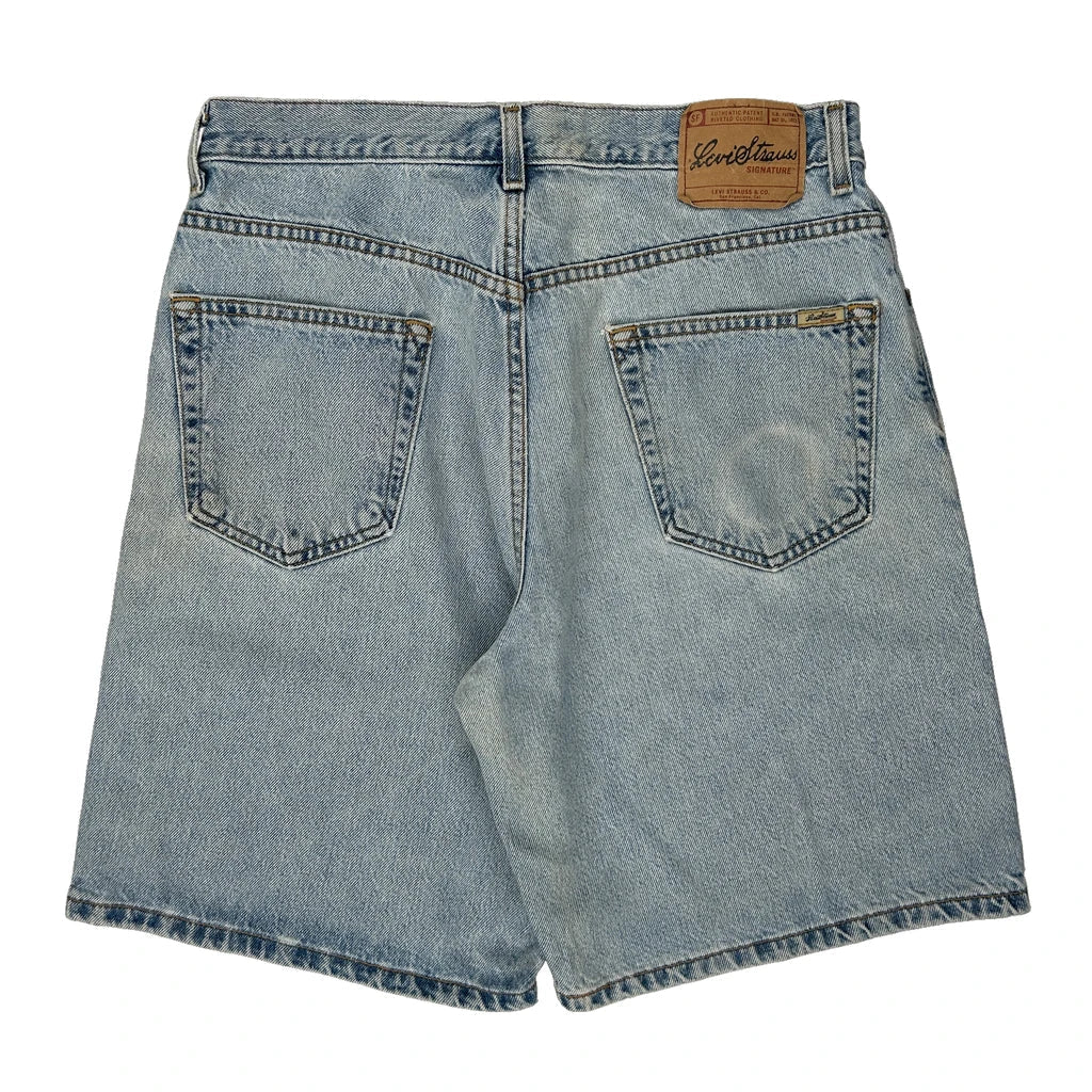Levis Denim Shorts - 32W 9L Light Wash Cotton Refurbished - Thrifted (note: this is a term often used to describe second- refurbished available on Cerqular