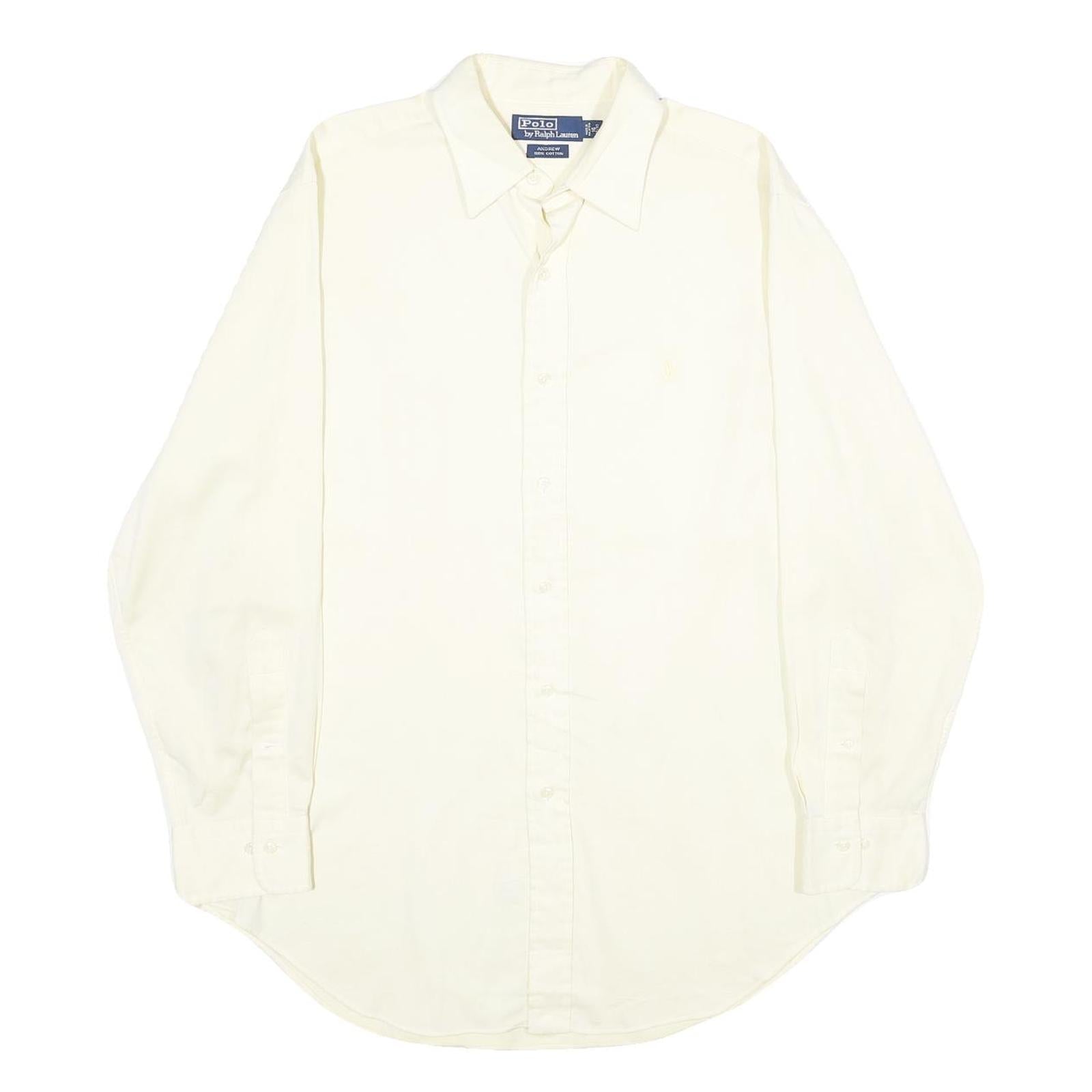 POLO RALPH LAUREN Mens Cream Shirt L Classic Cotton Long Sleeve Casual Refurbished - N/A refurbished available on Cerqular