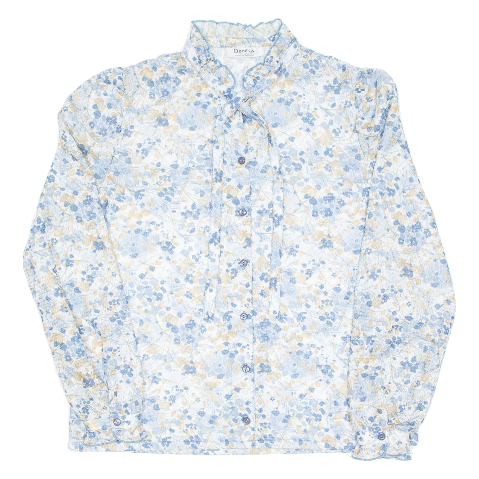 Womens Printed Blouse Blue Long Sleeve Floral UK 18 Refurbished - N/A refurbished available on Cerqular