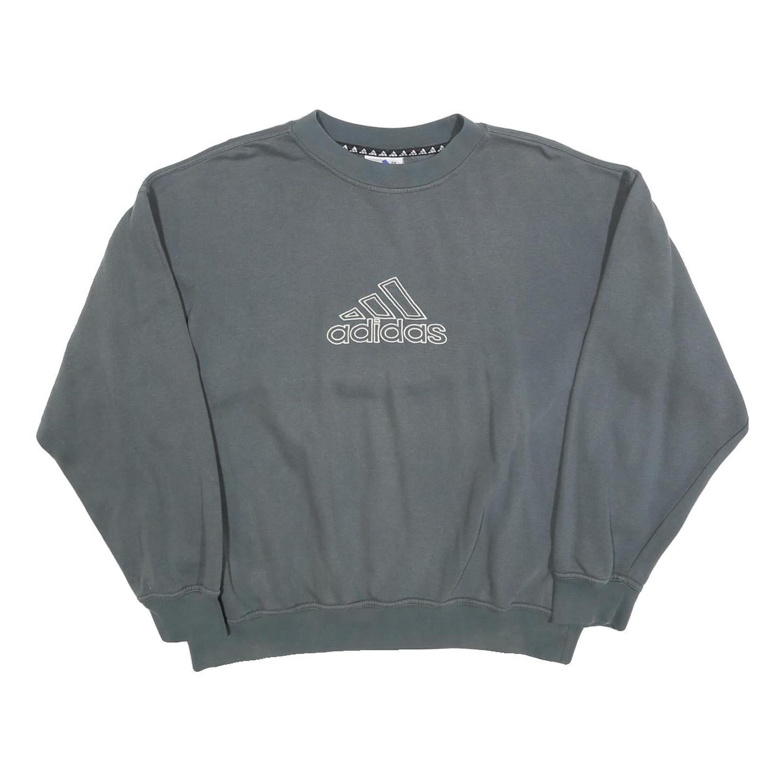 ADIDAS Mens Grey Cotton Blend Crew Neck Sweatshirt M Logo Pullover Casual Refurbished - N/A refurbished available on Cerqular