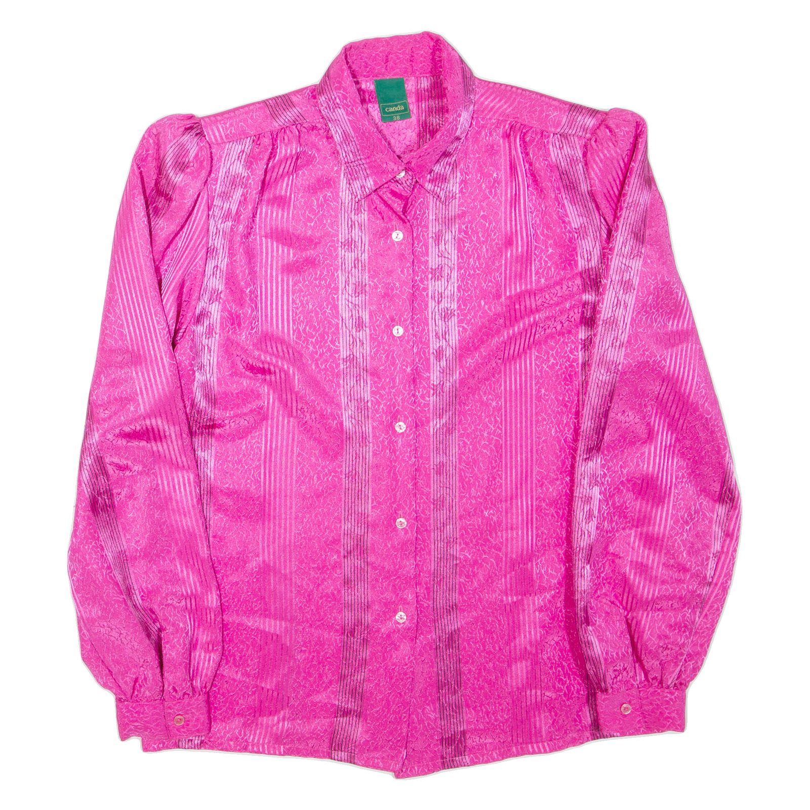 CANDA Womens Printed Shirt Pink Collared Long Sleeve Striped M Refurbished - N/A refurbished available on Cerqular