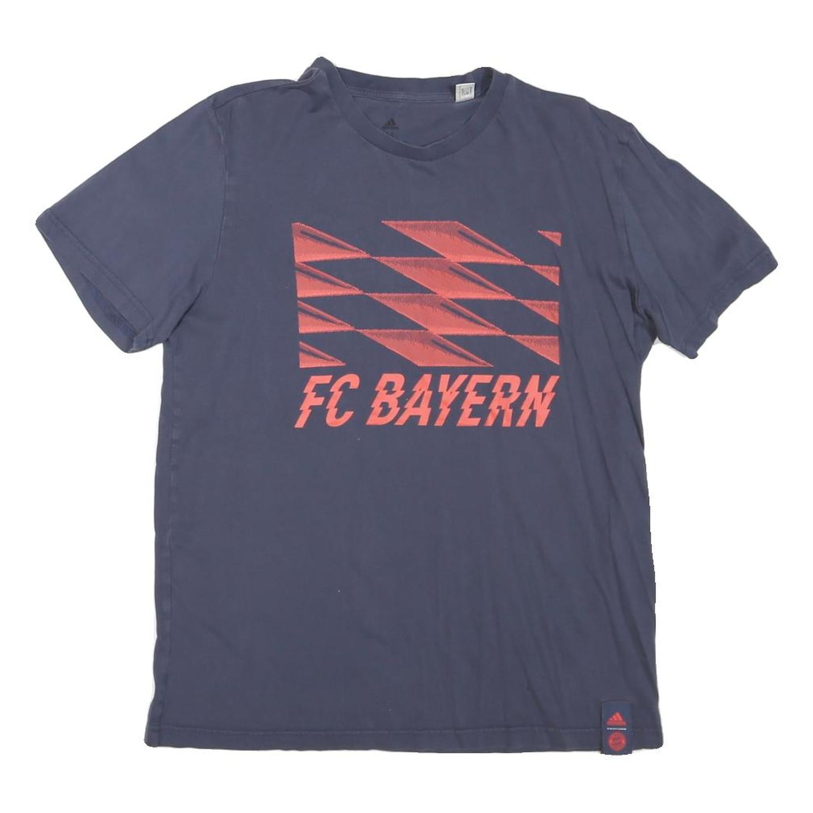ADIDAS Mens Blue FC Bayern Graphic T-Shirt M Short Sleeve Crew Neck Refurbished - N/A refurbished available on Cerqular