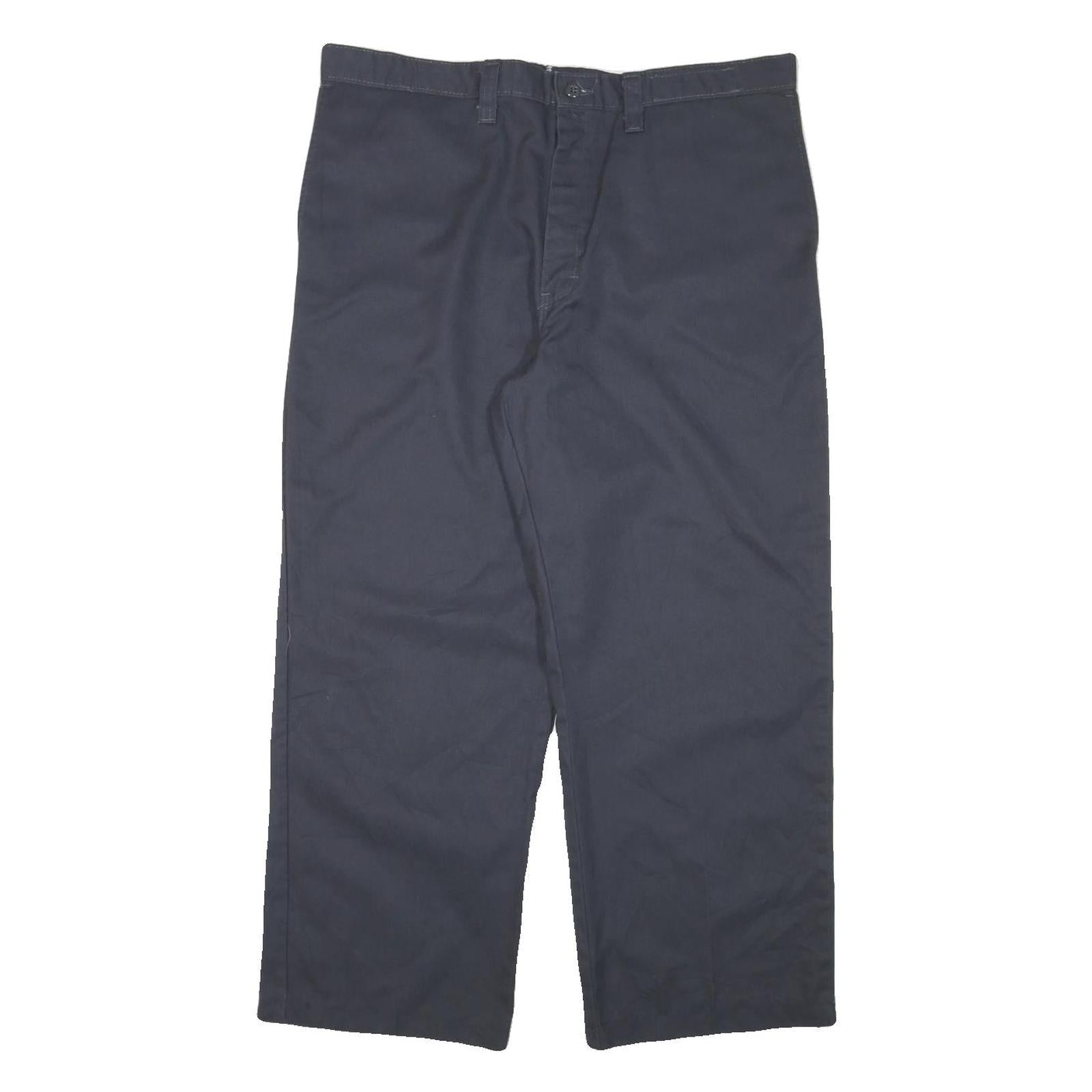 DICKIES Mens Regular Navy Blue Cotton Blend Zip Trousers W32 L28 Workwear Refurbished - N/A refurbished available on Cerqular
