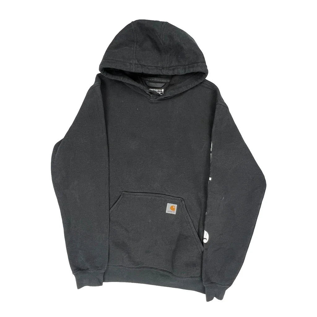Buy Carhartt Spellout Hoodie - Small Black Cotton Refurbished - $66.99 Carhartt Spellout Hoodie - Small Black Cotton Refurbished - Thrifted (note: this is a term often used to describe second- refurbished available on Cerqular