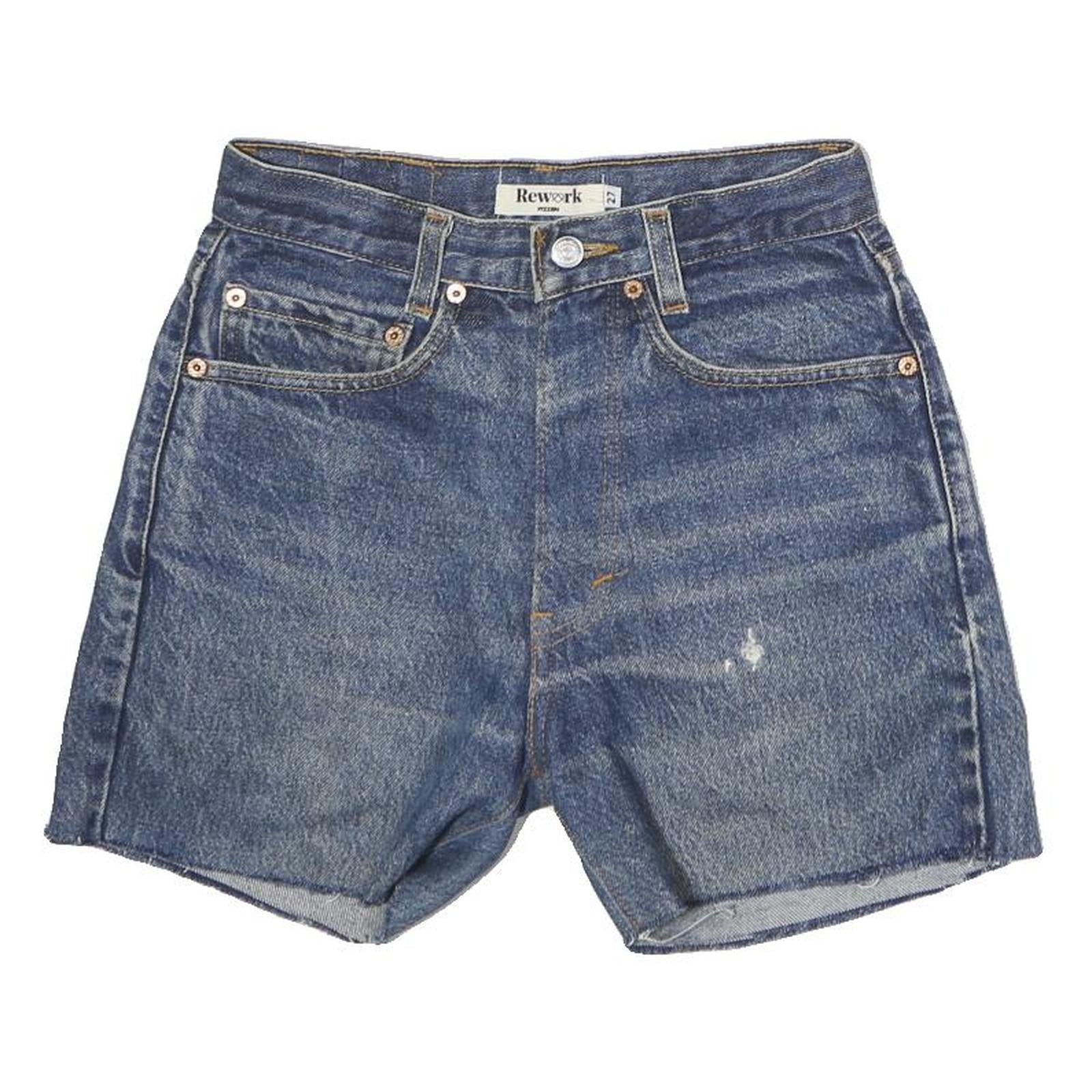 REWORK Womens Denim Blue Shorts M W27 Casual Cotton Classic Fit Distressed Refurbished - N/A refurbished available on Cerqular