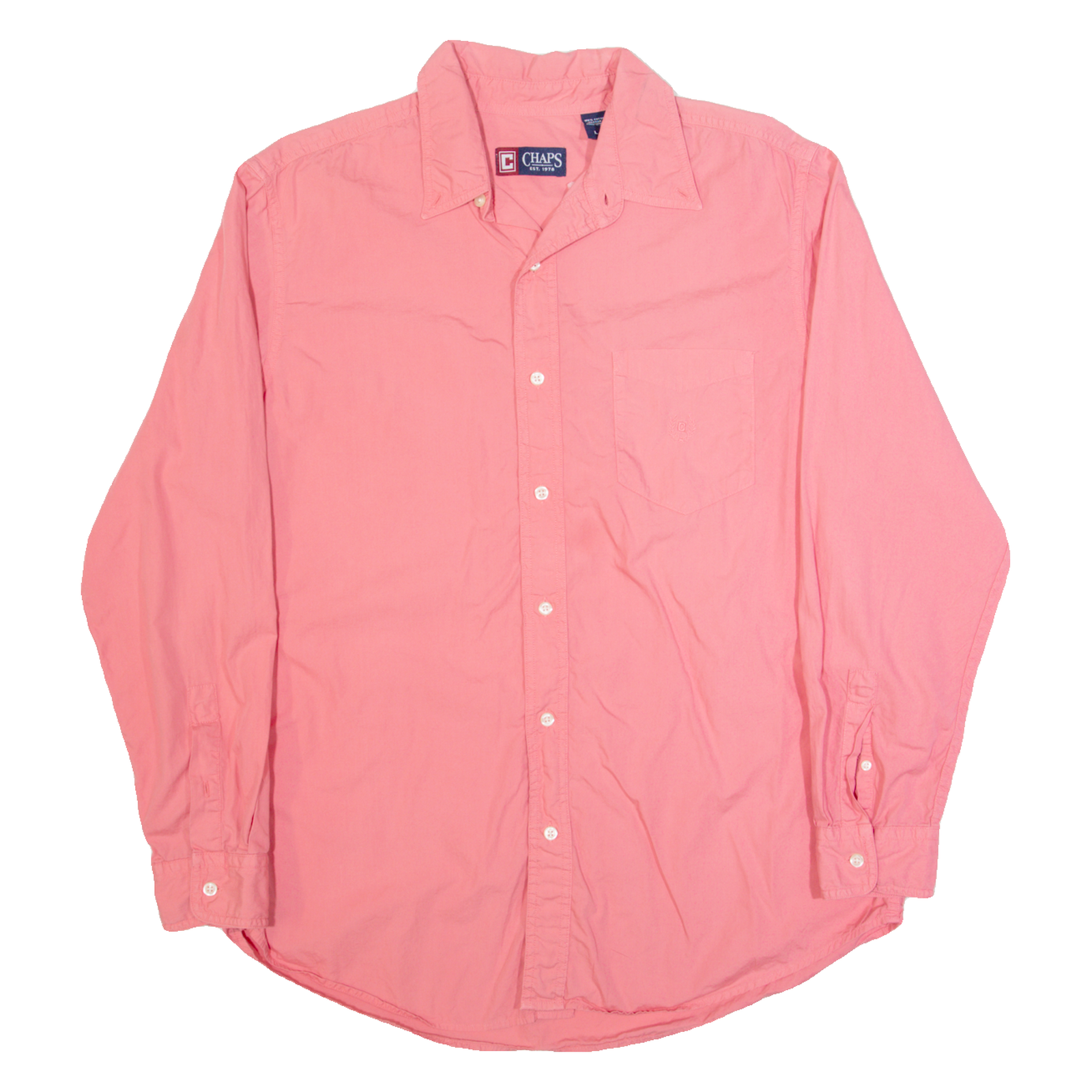 CHAPS Mens Plain Shirt Pink Long Sleeve L Refurbished - N/A refurbished available on Cerqular