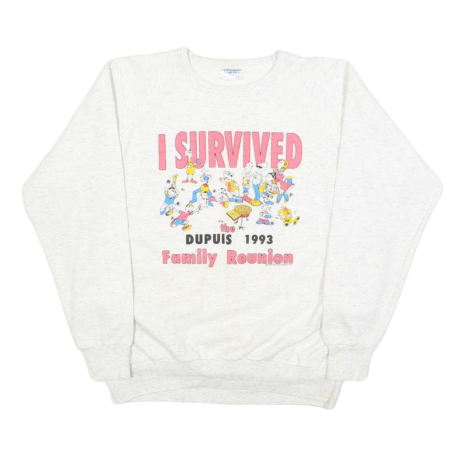 CANADIAN STARS Womens White I Survived Dupuis 1993 Crew Neck L Sweatshirt Refurbished - N/A refurbished available on Cerqular