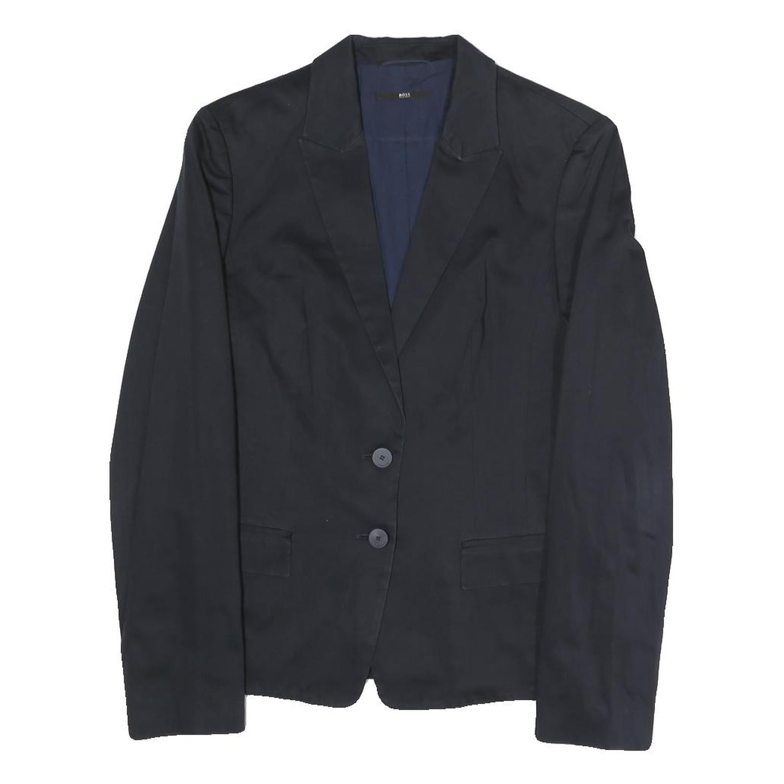 BOSS HUGO BOSS Womens Black Jacket S Polyester Blend Plain Button Closure Refurbished - N/A refurbished available on Cerqular